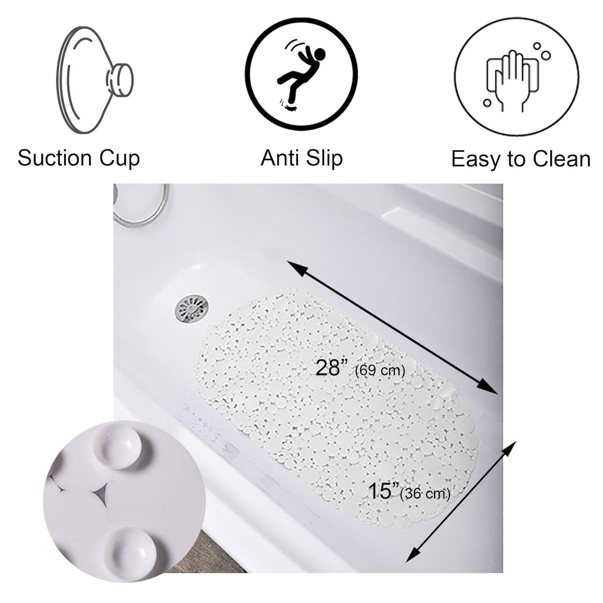 Tappetino antiscivolo ovale per vasca da bagno Bubbles 28 L x 15 W
