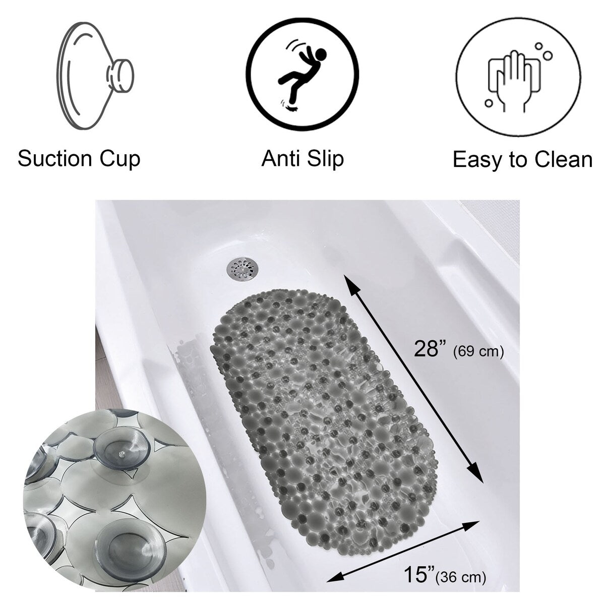 Tappetino antiscivolo ovale per vasca da bagno Bubbles 28 L x 15 W
