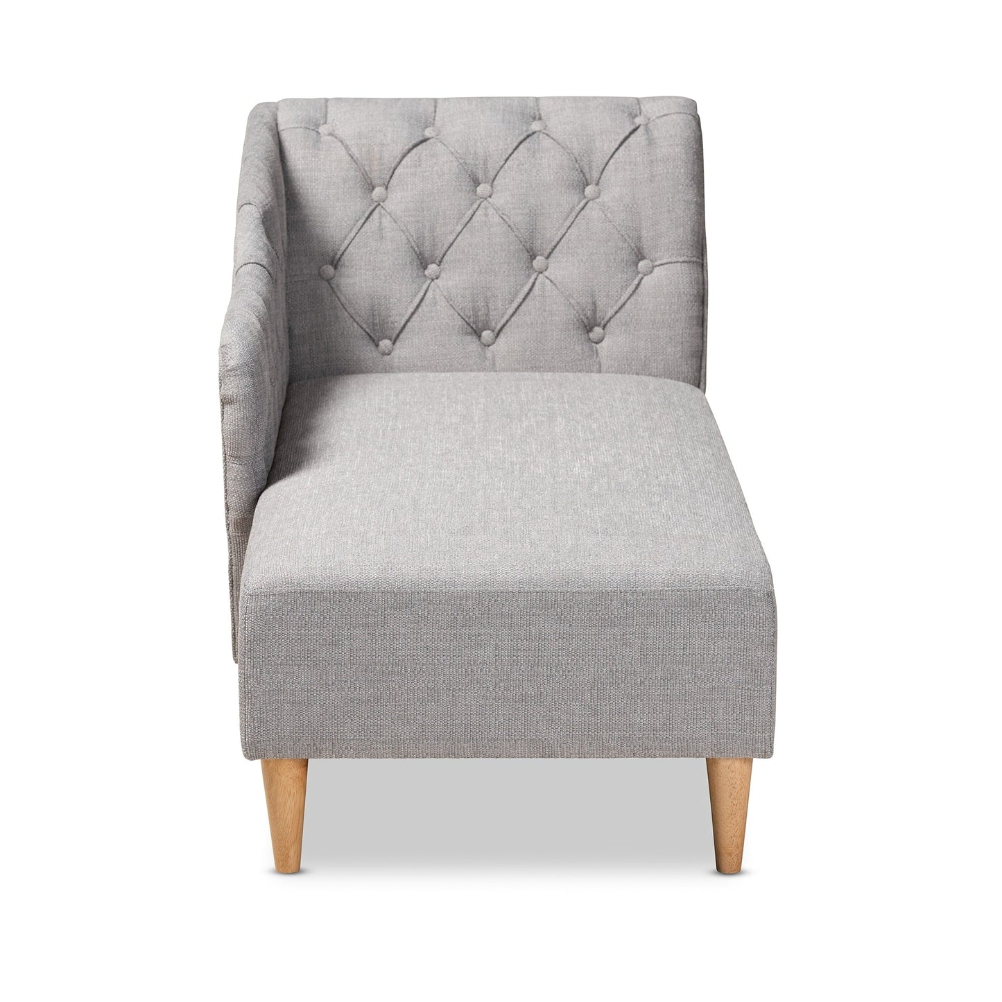 Chaise longue in legno di rovere con rivestimento in tessuto Emeline di Baxton Studio