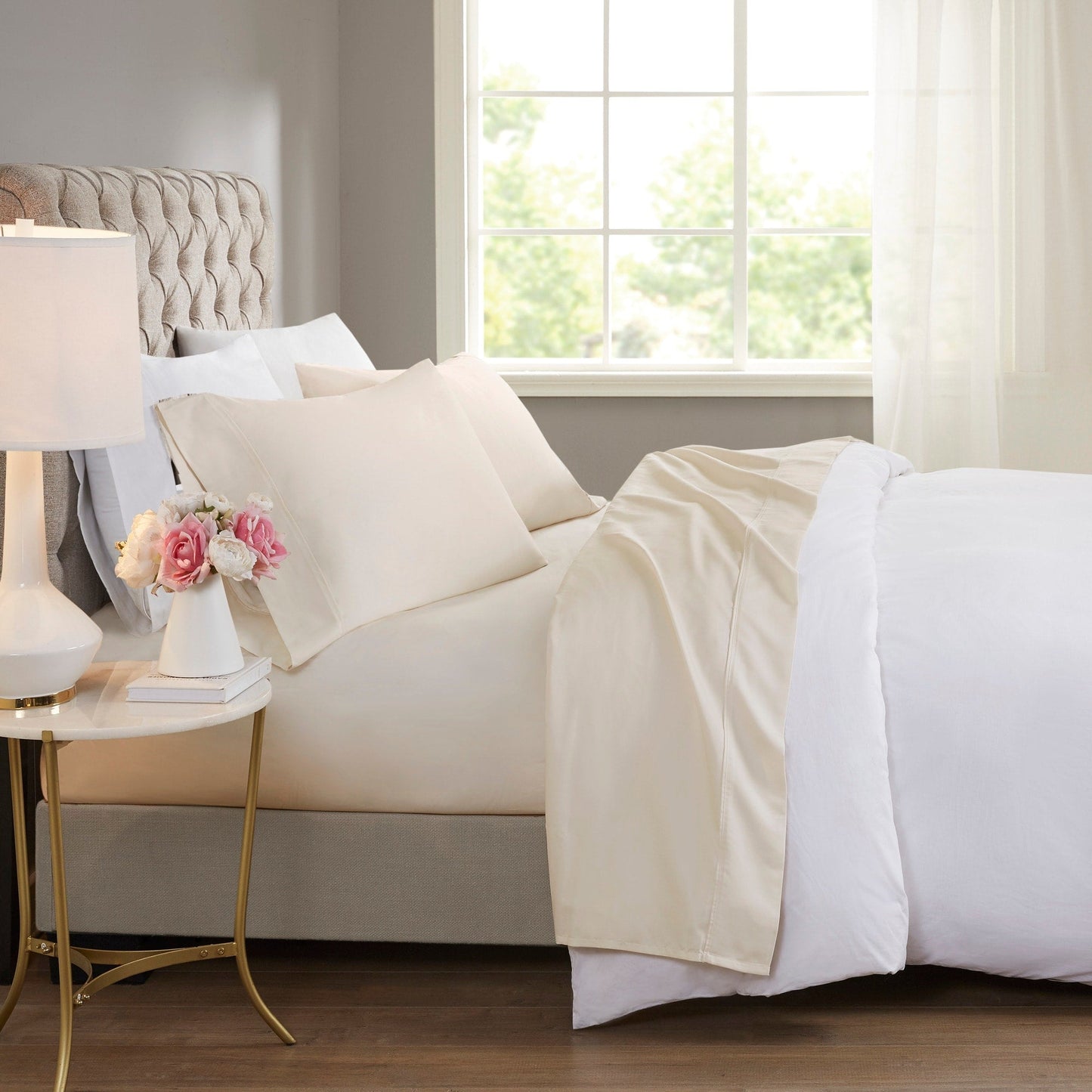 Beautyrest 600 Thread Count - Set di lenzuola rinfrescanti in misto cotone, 4 pezzi