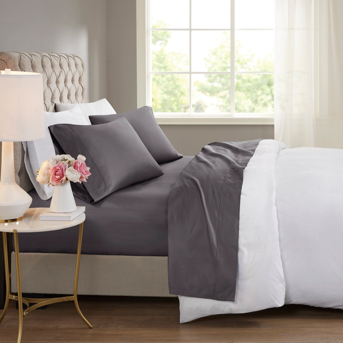 Beautyrest 600 Thread Count - Set di lenzuola rinfrescanti in misto cotone, 4 pezzi