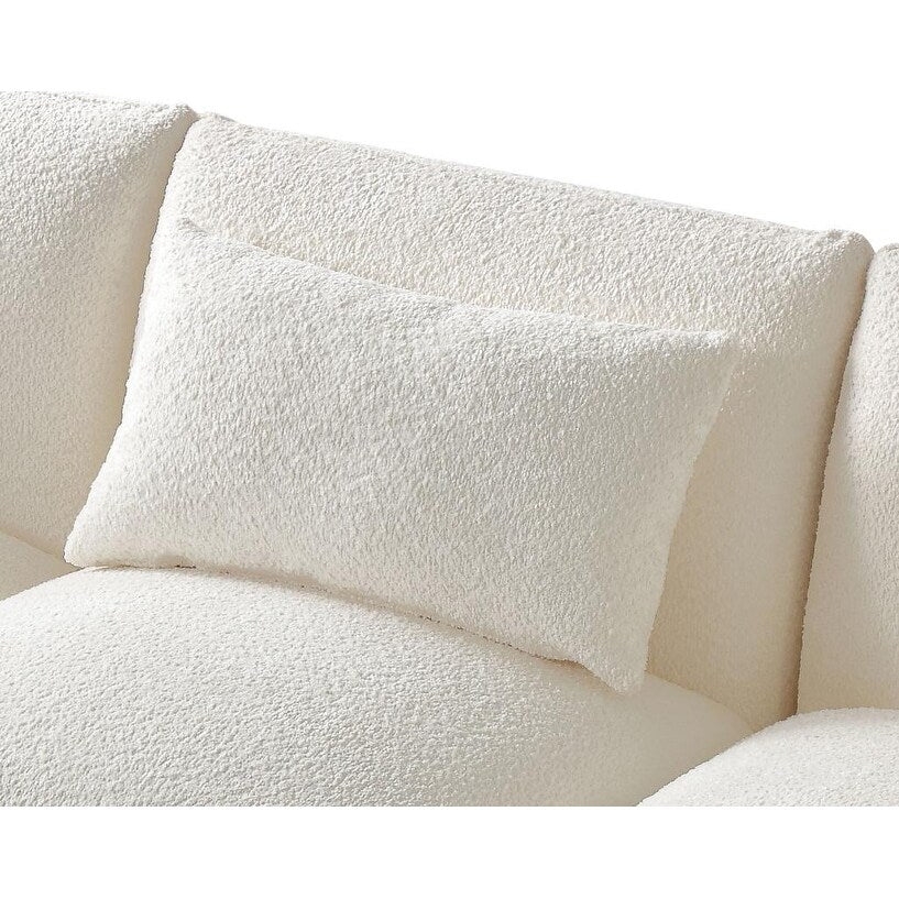 Divano in tessuto bouclé beige da 102,36'' con cuscini e cuscino spesso