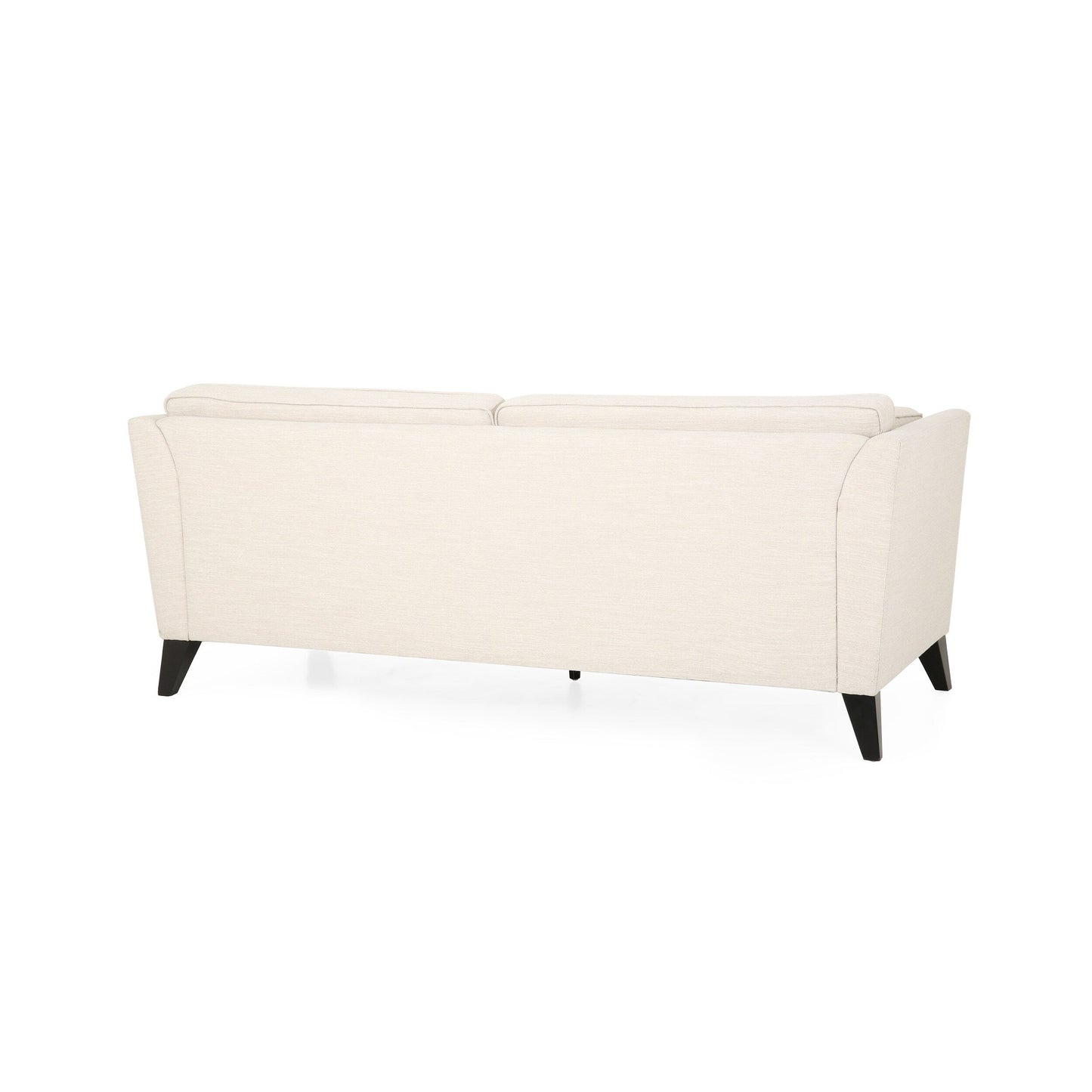 Divano beige a 3 posti con gambe in legno di betulla e cuscini laterali