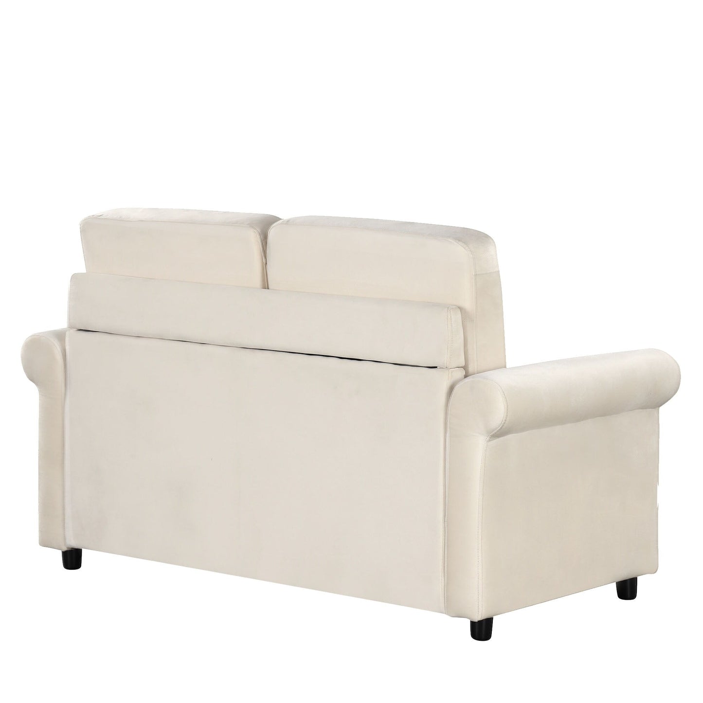Divano letto estraibile 2 in 1 in velluto beige da 57,4 pollici con materasso singolo di alta qualità e due porte USB