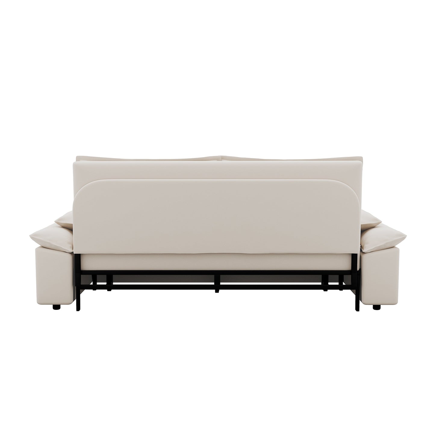 Divano letto estraibile 3 in 1 in velluto beige 70.1 con 2 morbidi cuscini per soggiorno