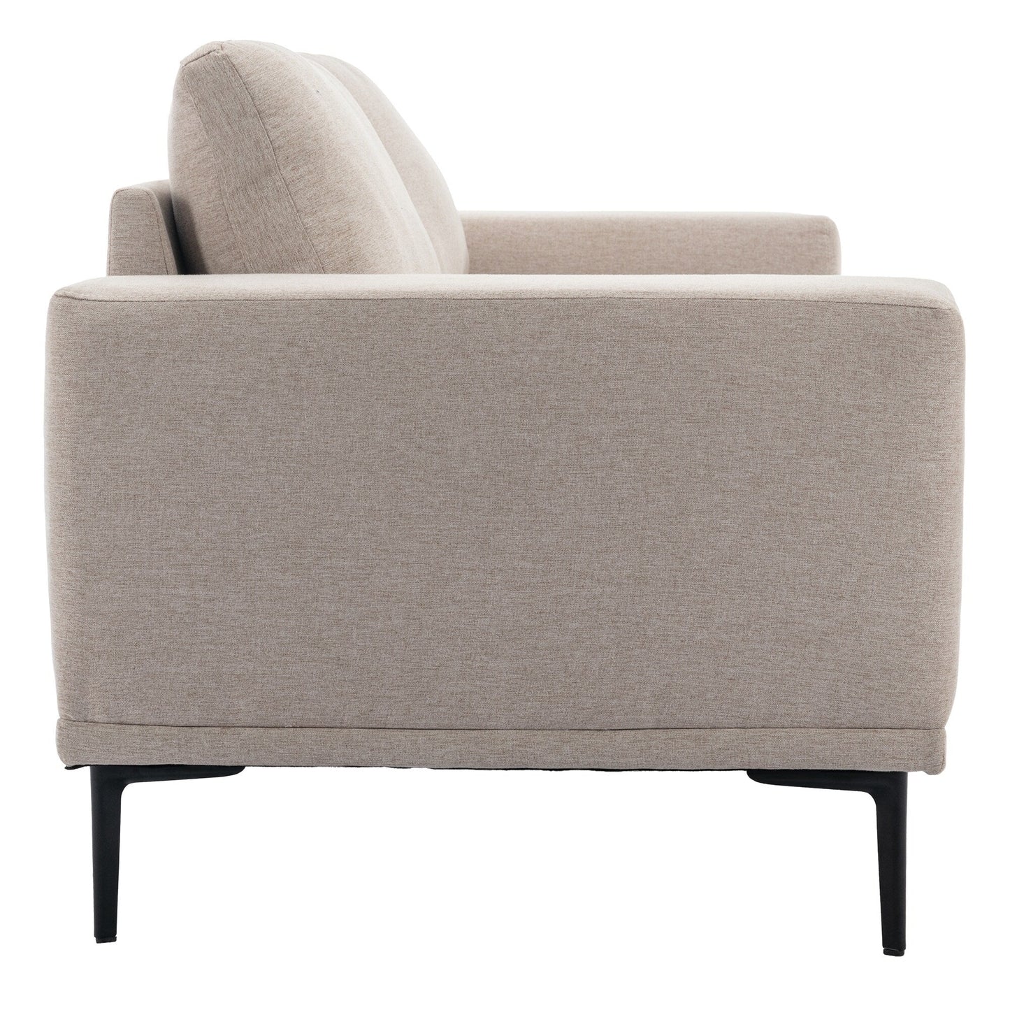 Divano a 2 posti in tessuto beige da 74,8'' con cuscini rimovibili, gambe in ferro e braccioli quadrati