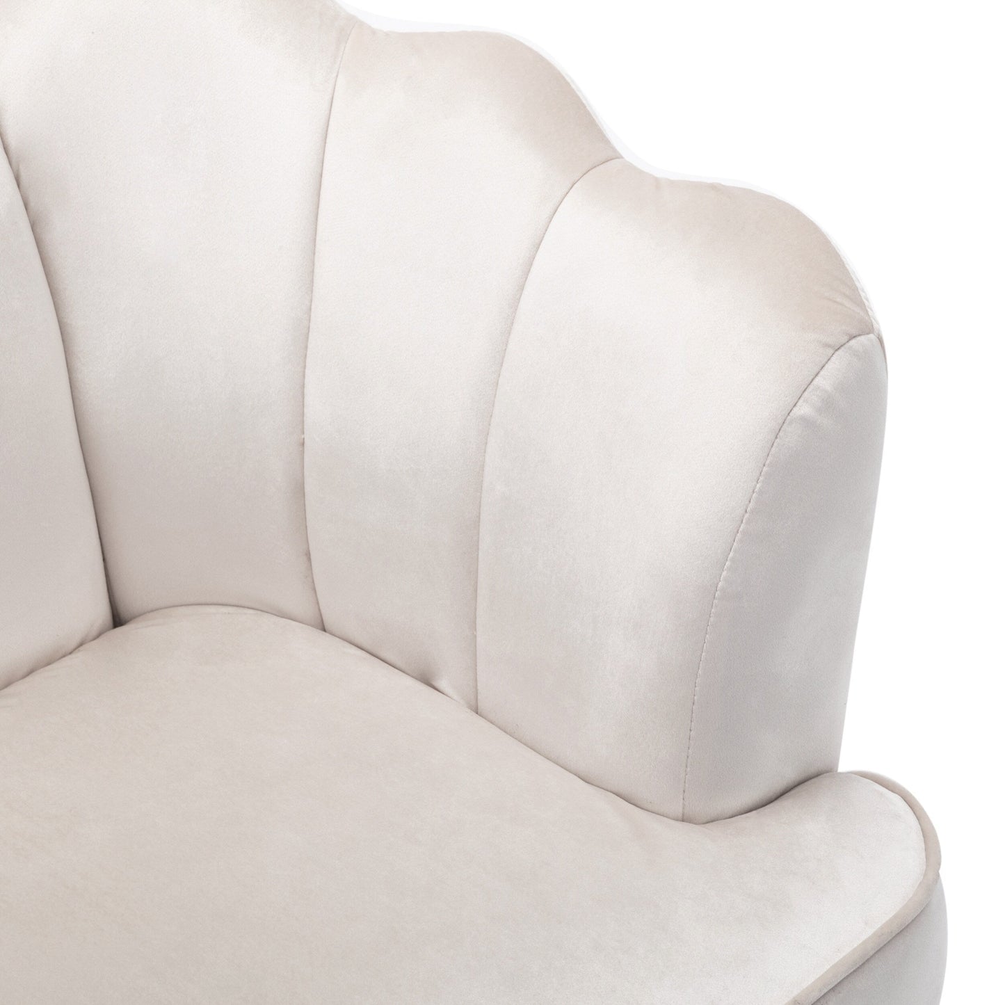 Divano a 3 posti in velluto beige 76,25 con cuciture a canale e gambe in metallo per soggiorno
