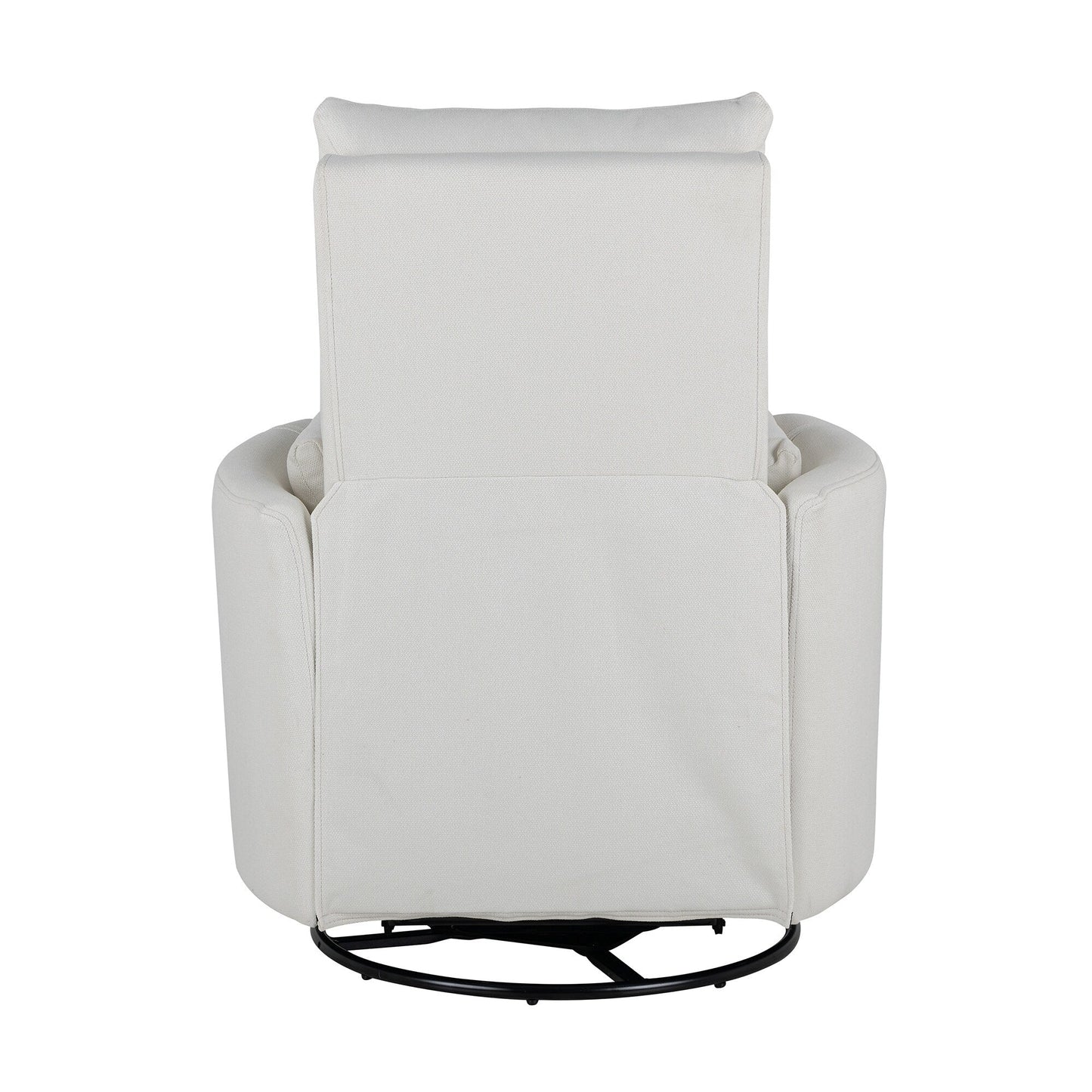 Poltrona reclinabile manuale beige con rotazione a 360° e schienale regolabile, perfetta con due cuscini rimovibili