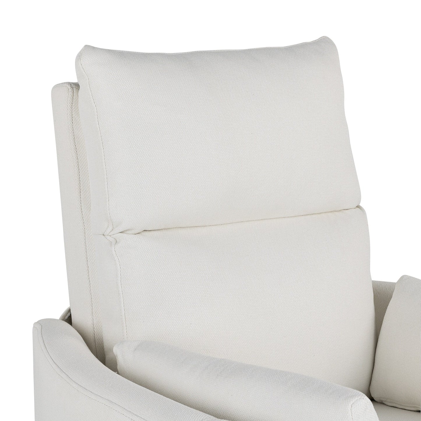 Poltrona reclinabile manuale beige con schienale girevole a 360° e regolabile, include due cuscini rimovibili