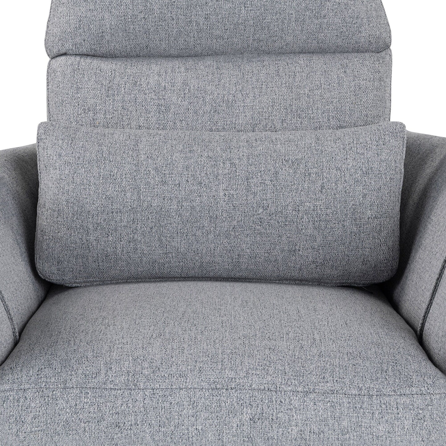Poltrona reclinabile manuale beige con schienale girevole a 360° e regolabile, include due cuscini rimovibili