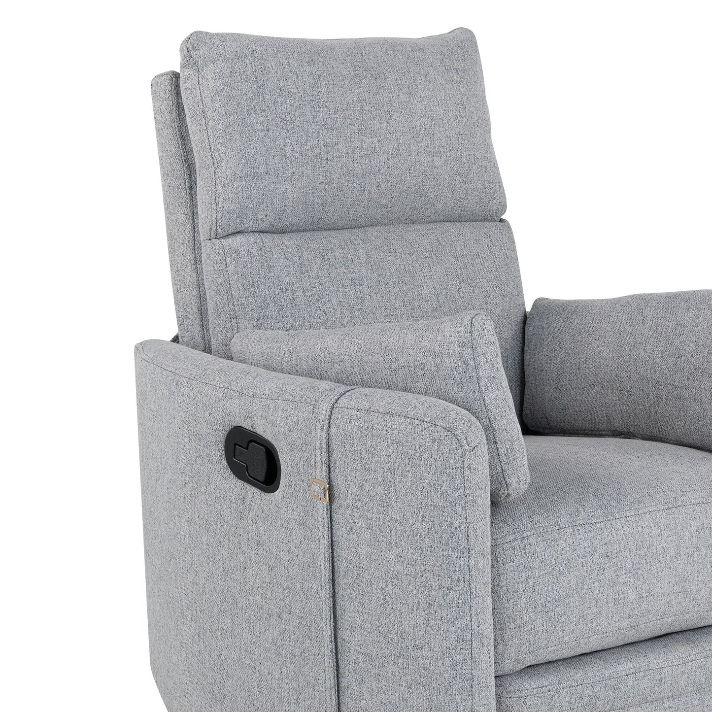 Poltrona reclinabile manuale beige con schienale girevole a 360° e regolabile, include due cuscini rimovibili