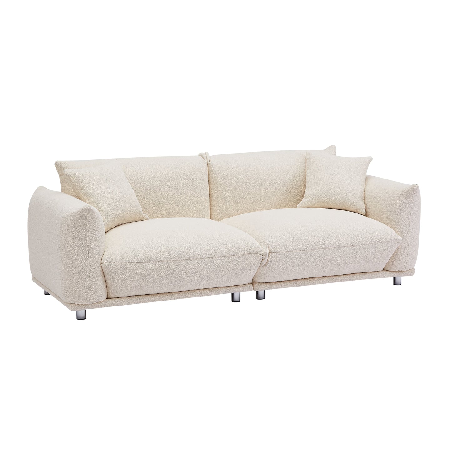 Divano a due posti beige oversize con gambe in metallo