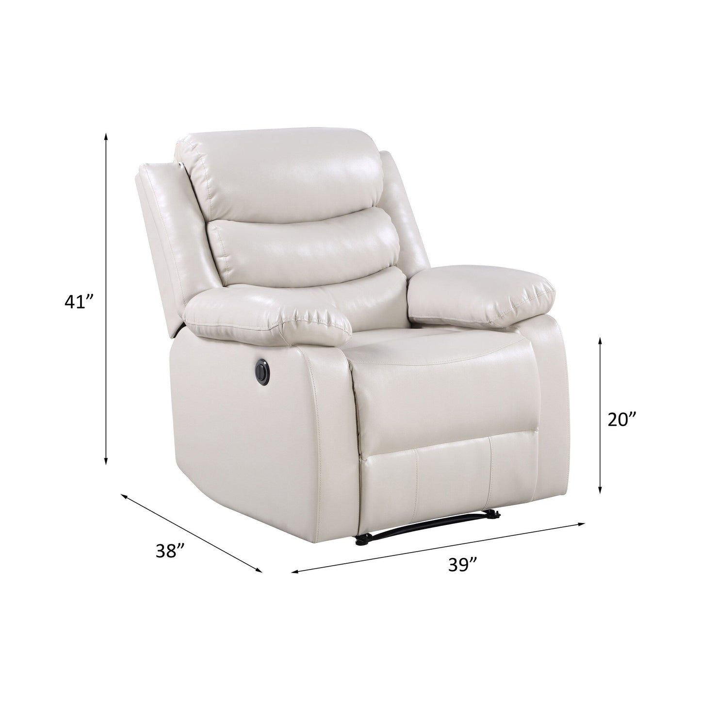 Poltrona reclinabile elettrica in pelle sintetica beige