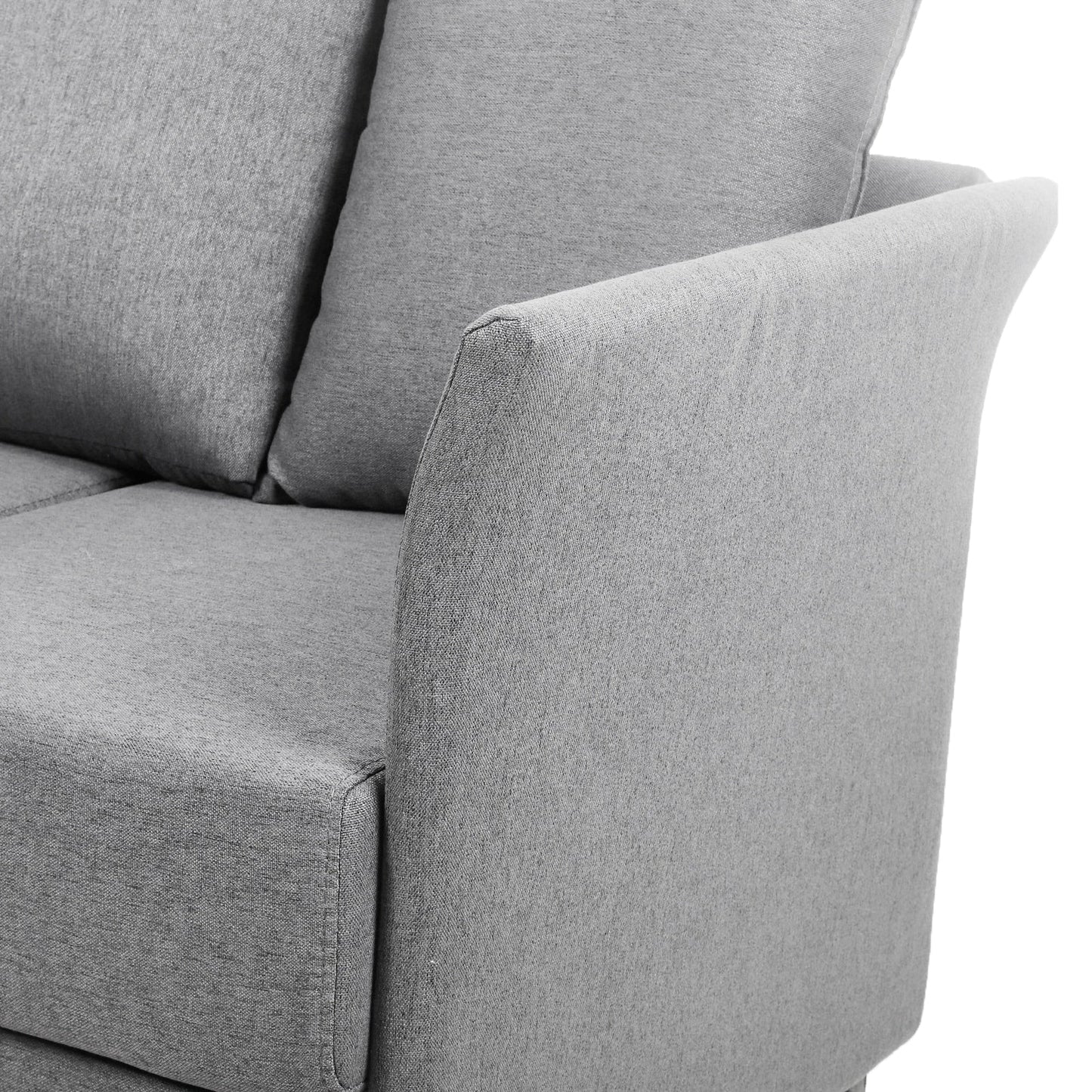 Divano staccabile a 3 posti in lino beige+grigio con struttura in metallo