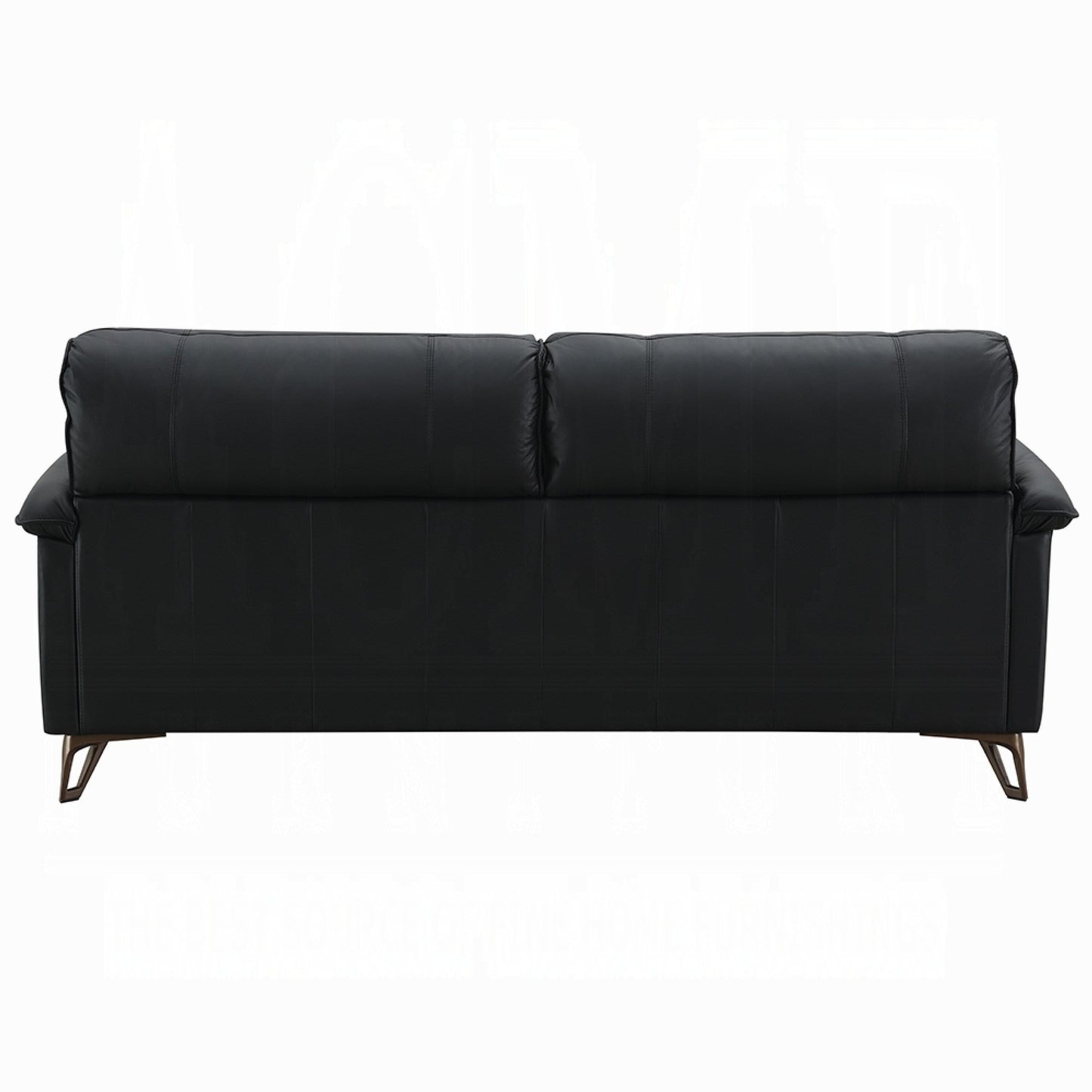 Divano Bernie, elegante pelle pieno fiore nera, metallo bronzo, 83 pollici