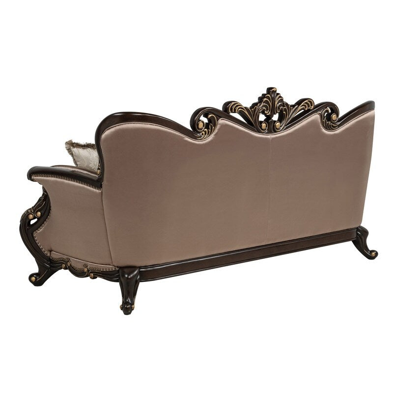 Divano tradizionale Truvare Sandy Desert Espresso di Best Master Furniture con dettagli dorati