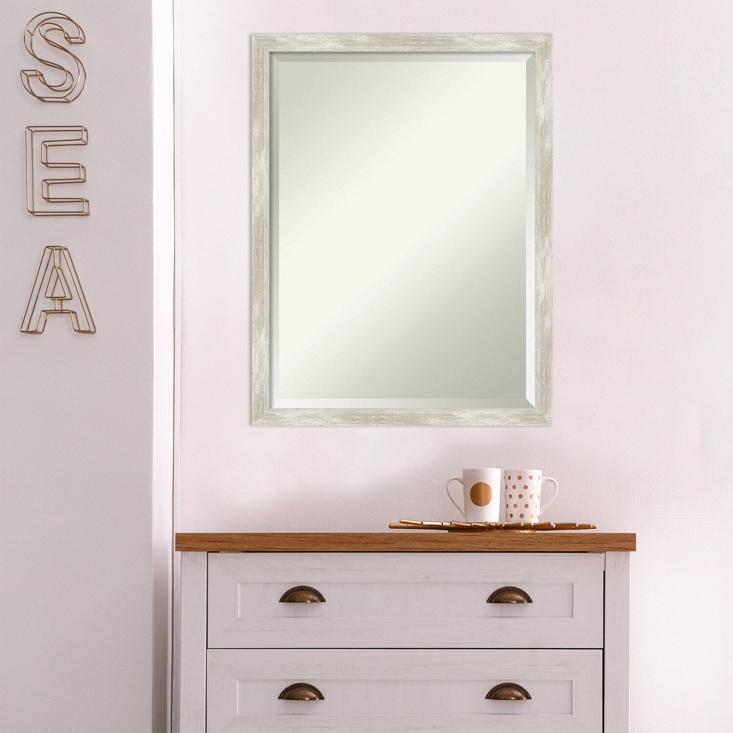 Specchio da parete per bagno bisellato - Cornice metallica screpolata