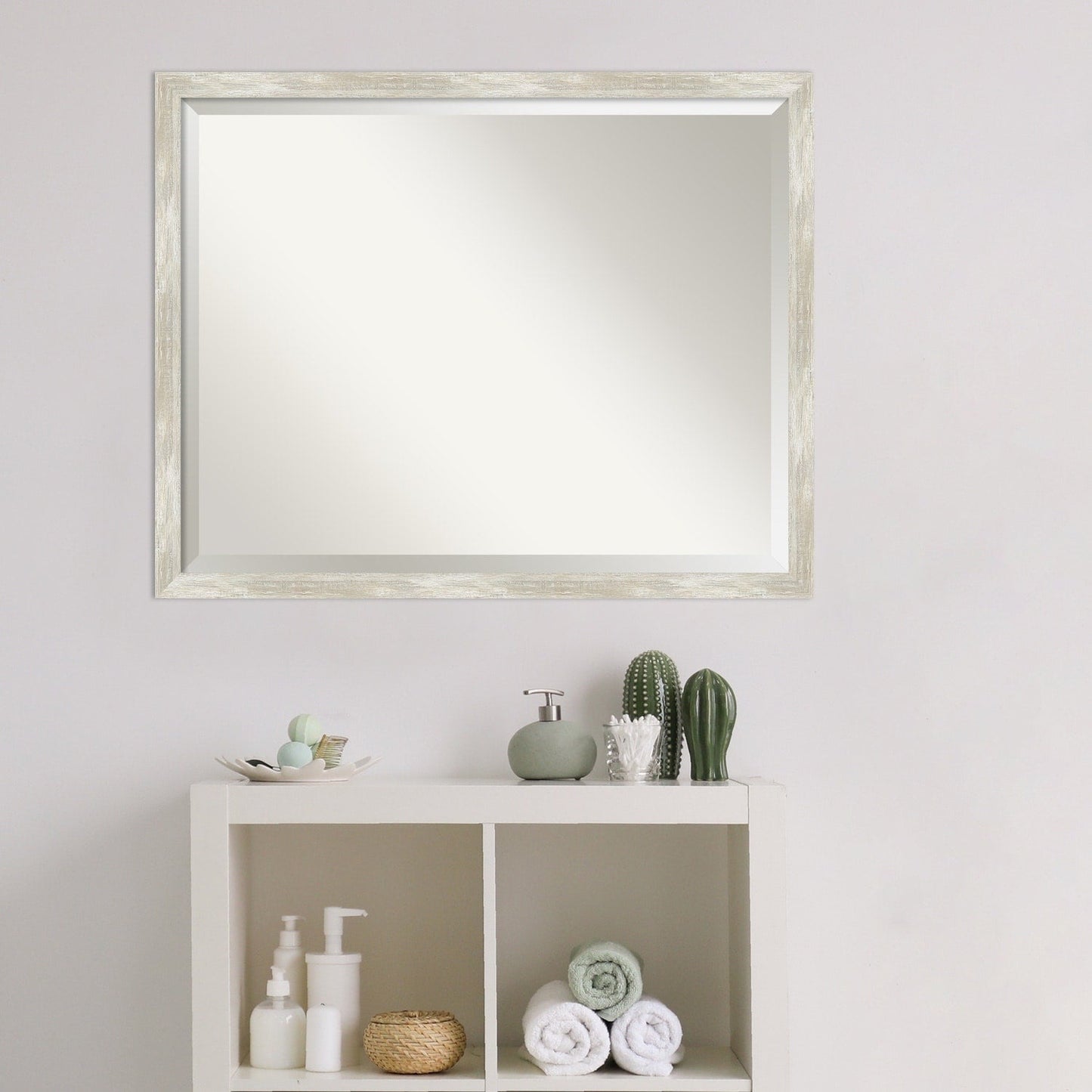 Specchio da parete per bagno bisellato - Cornice metallica screpolata