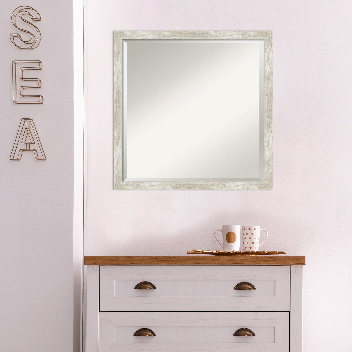 Specchio da parete per bagno bisellato - Cornice metallica screpolata