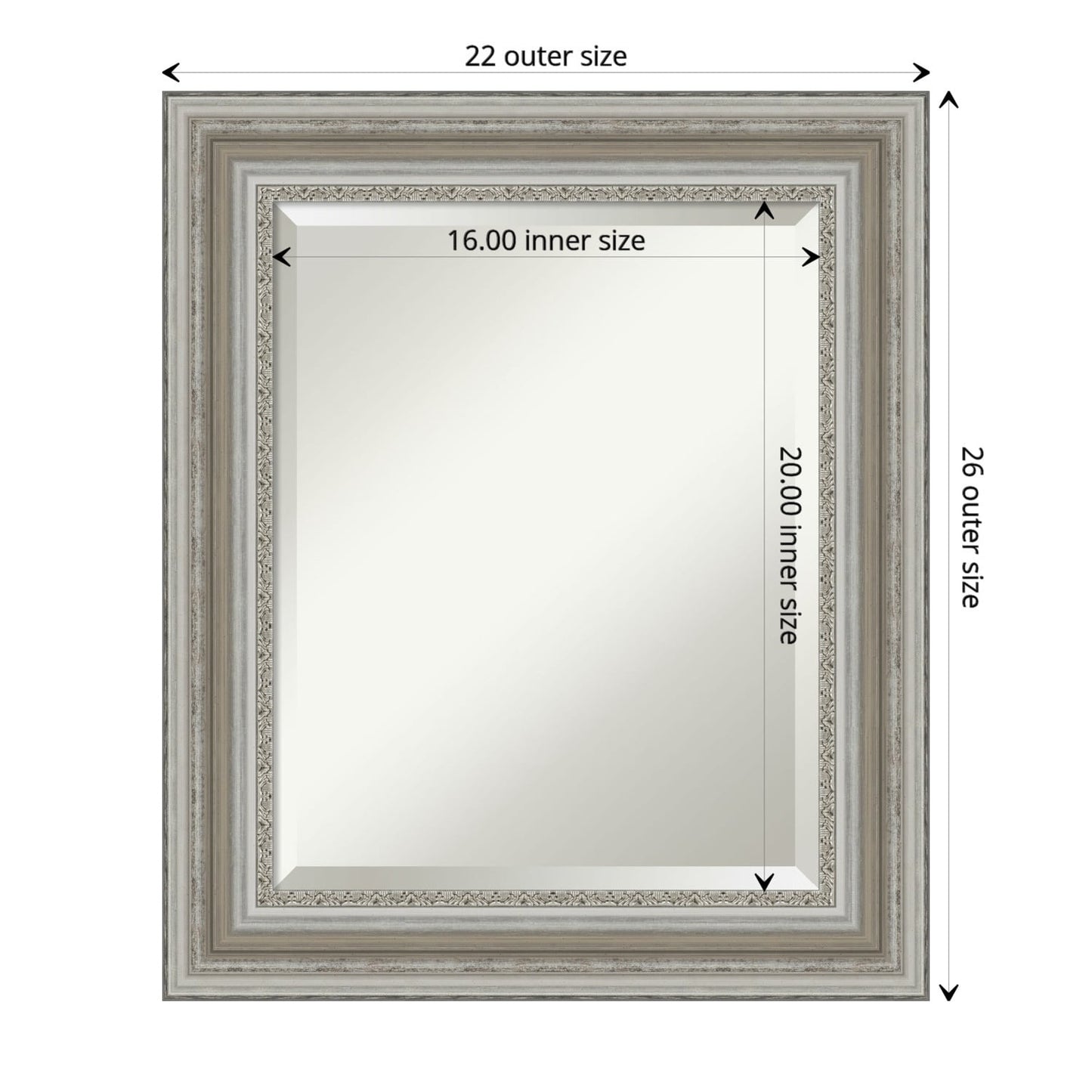 Specchio da parete per bagno bisellato - Cornice argento Parlor