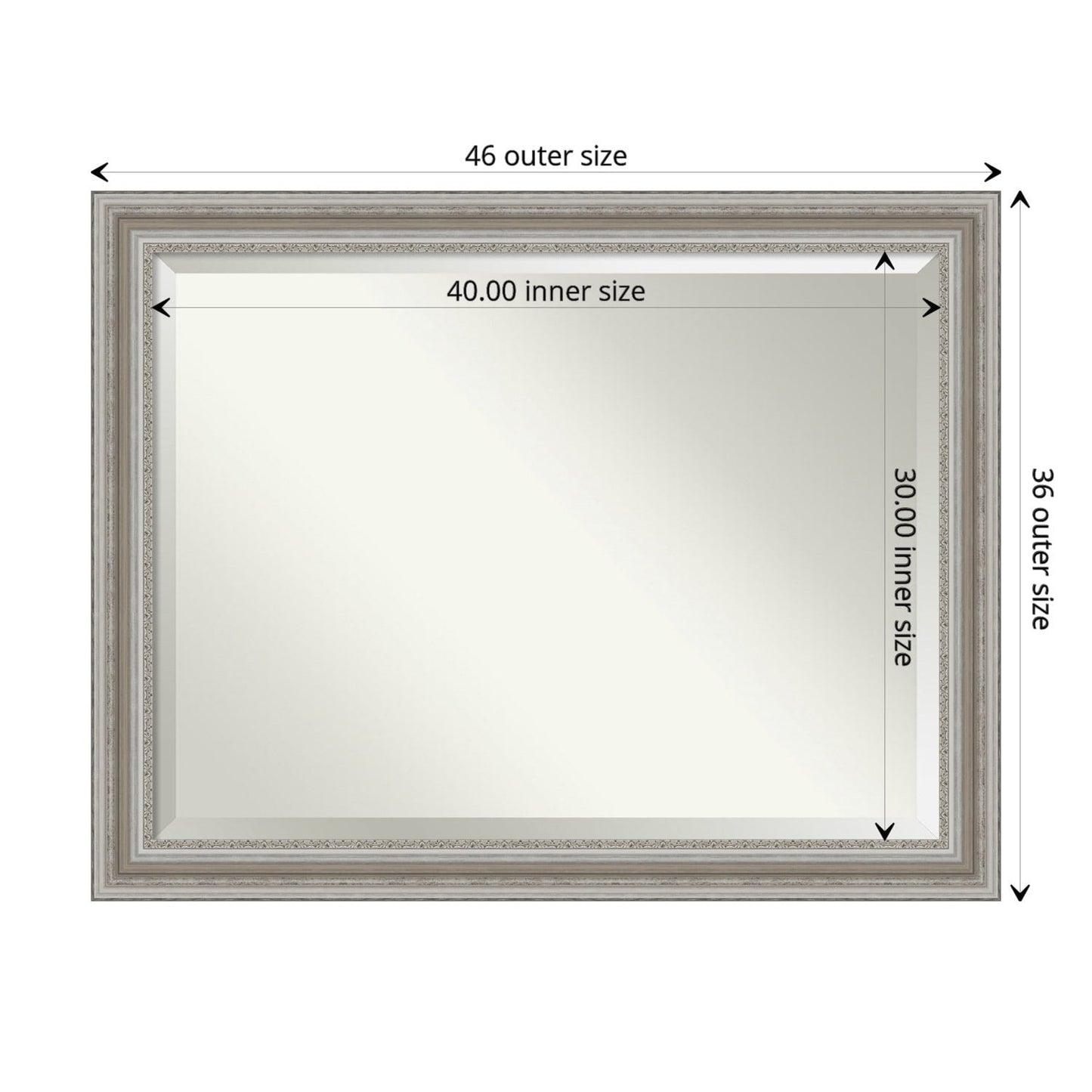 Specchio da parete per bagno bisellato - Cornice argento Parlor