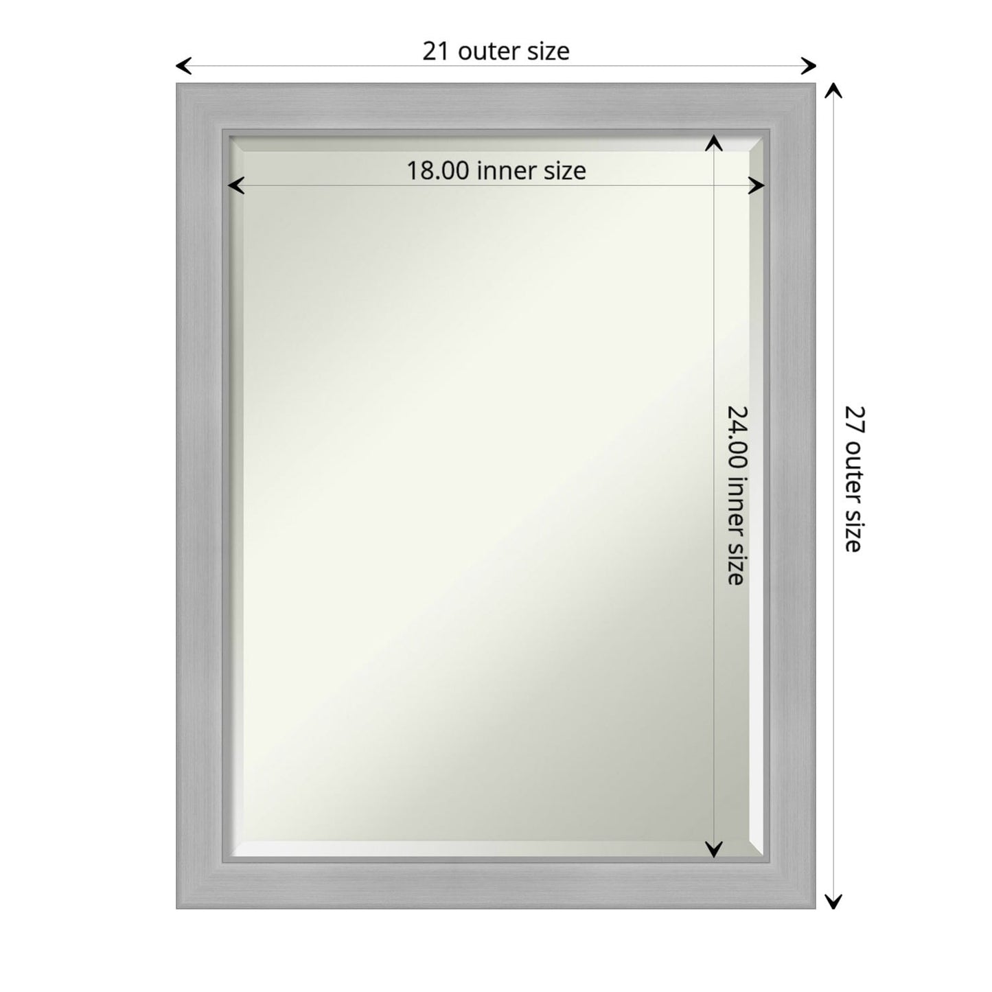 Specchio da parete per bagno bisellato - Cornice in nichel spazzolato Vista
