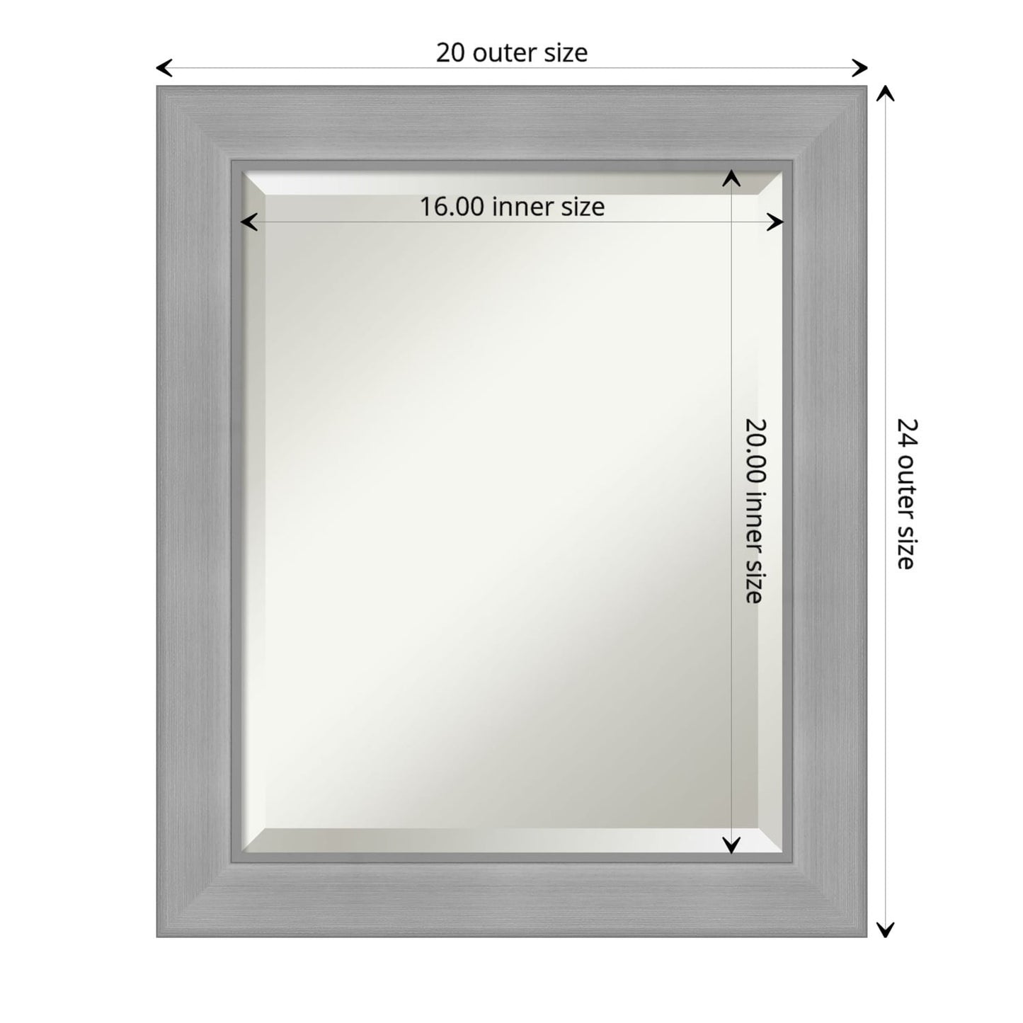 Specchio da parete per bagno bisellato - Cornice in nichel spazzolato Vista