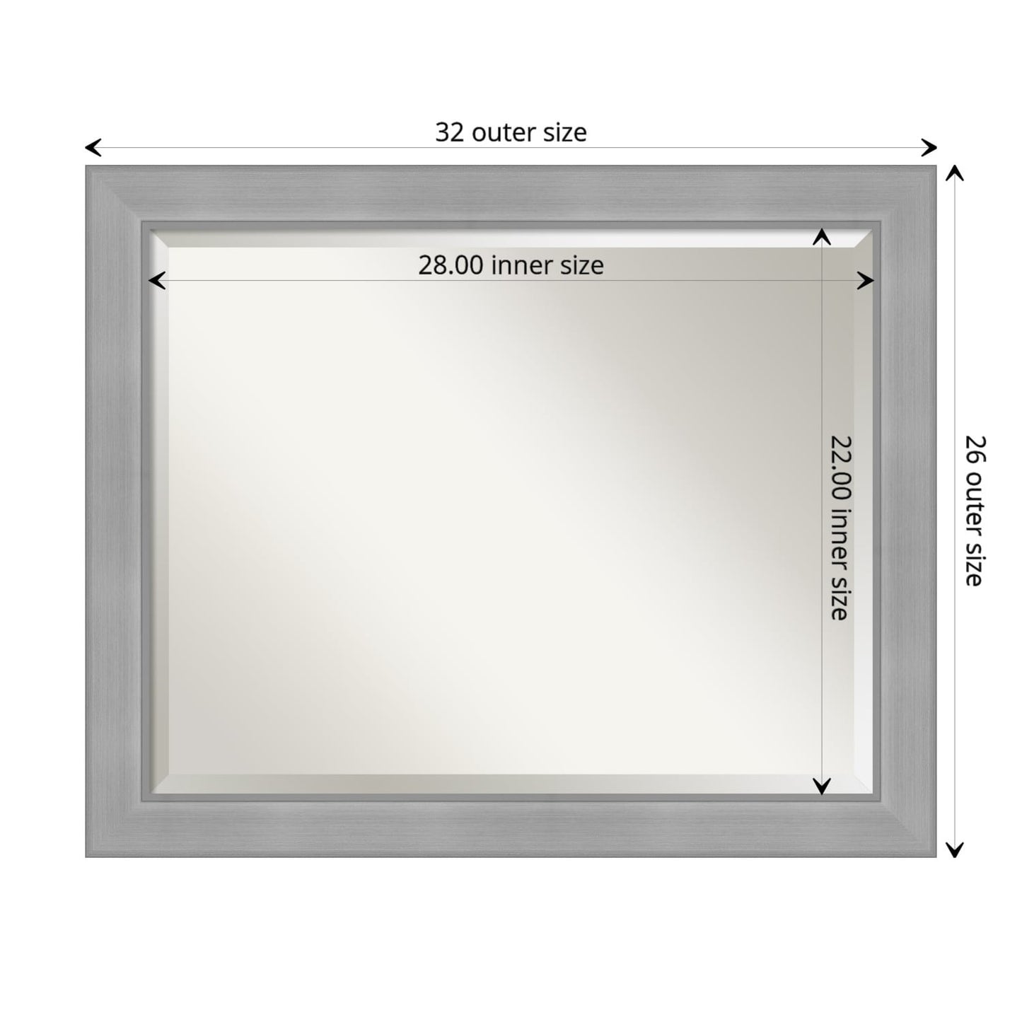 Specchio da parete per bagno bisellato - Cornice in nichel spazzolato Vista