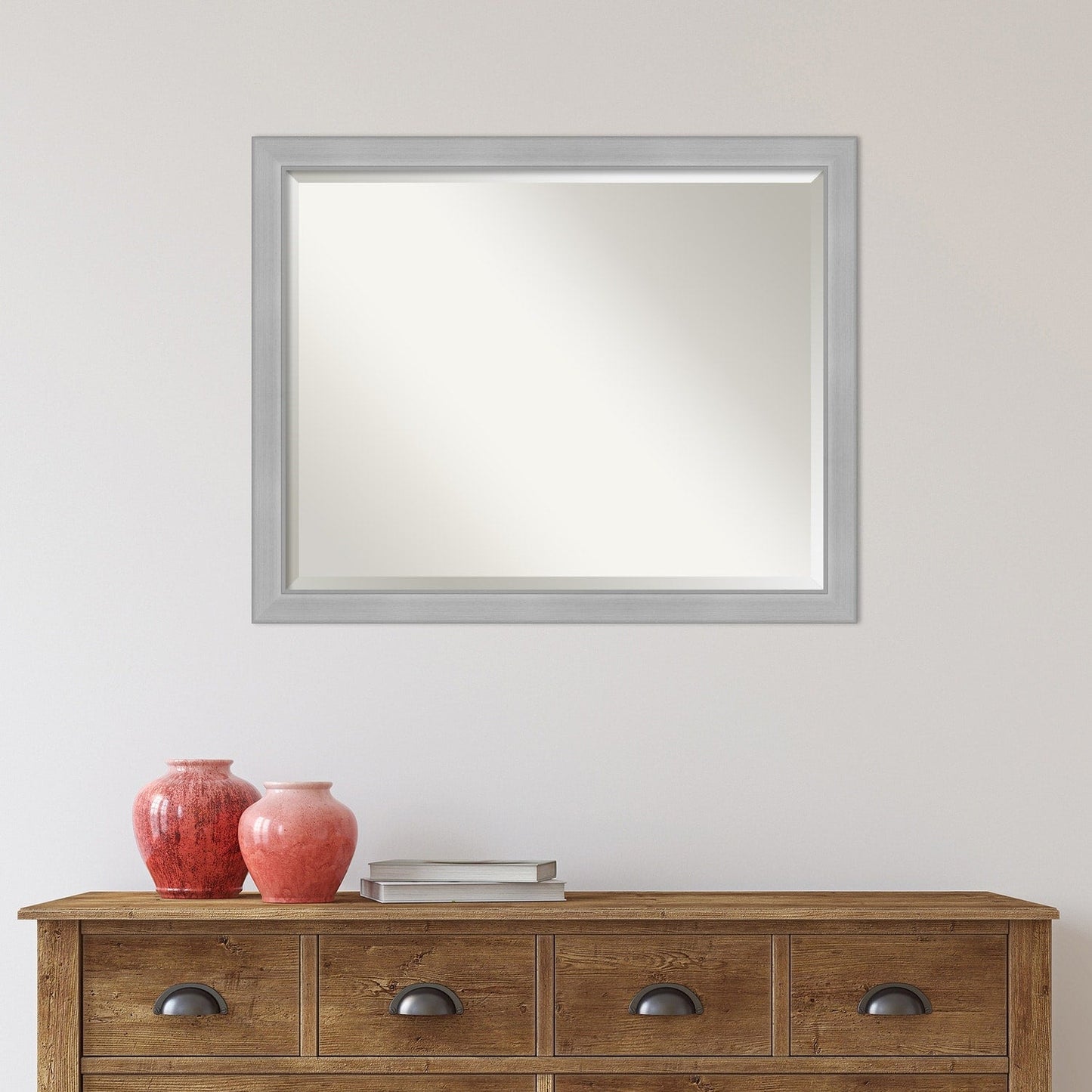 Specchio da parete per bagno bisellato - Cornice in nichel spazzolato Vista