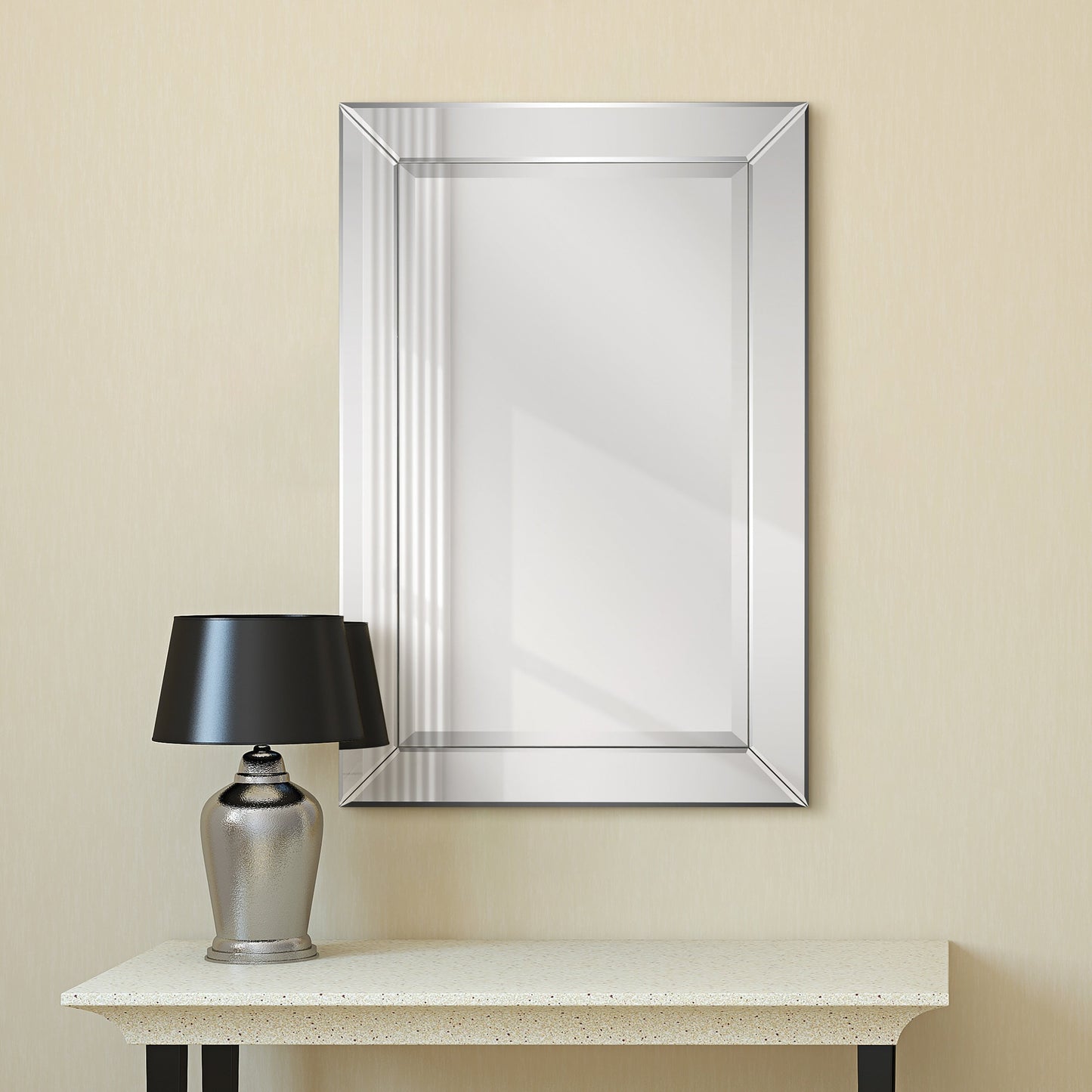 Specchio da parete rettangolare smussato trasparente HD per bagno, toeletta, specchi da camera da letto, 3 misure