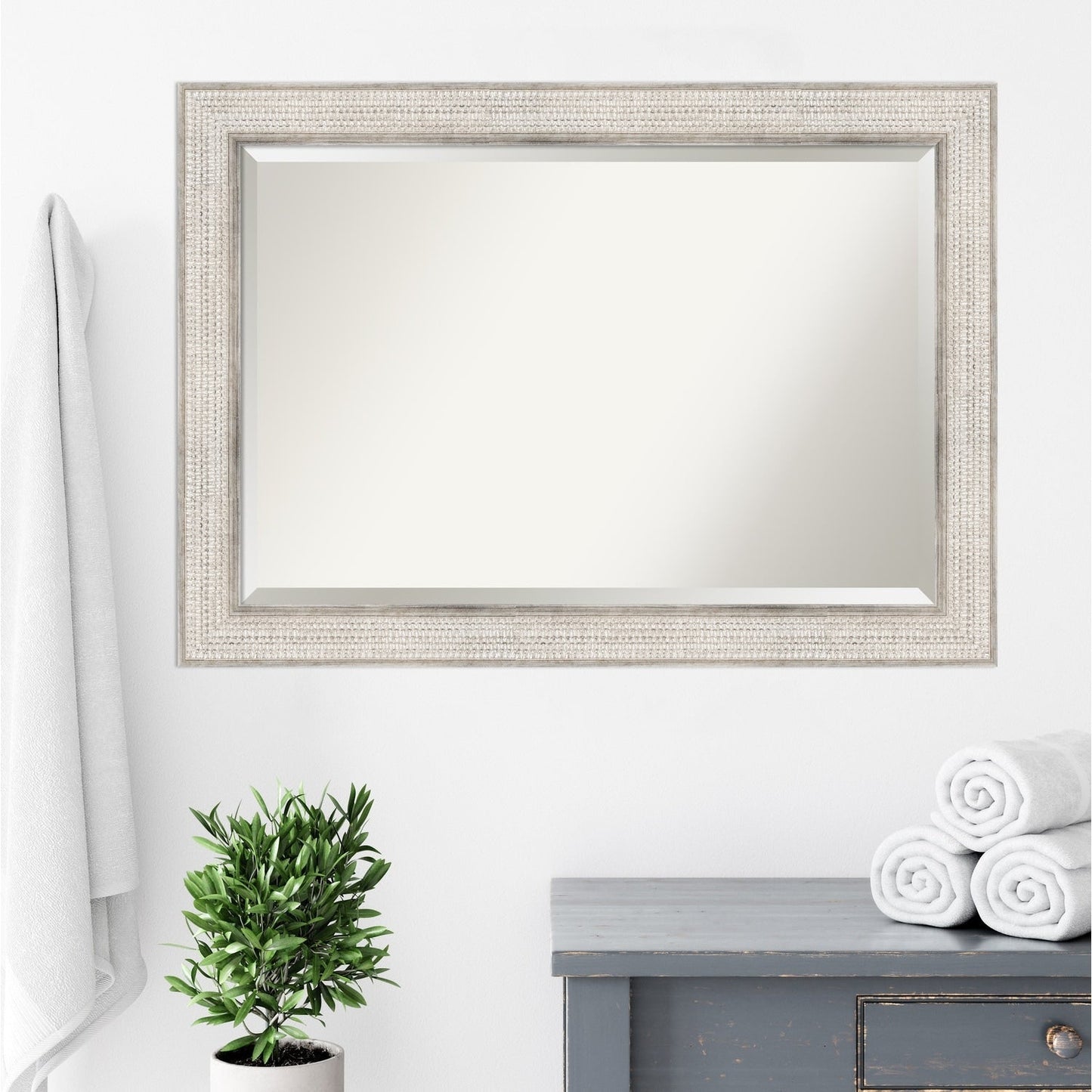 Specchio da parete per bagno in legno bisellato - Cornice Trellis Silver - Trellis Silver