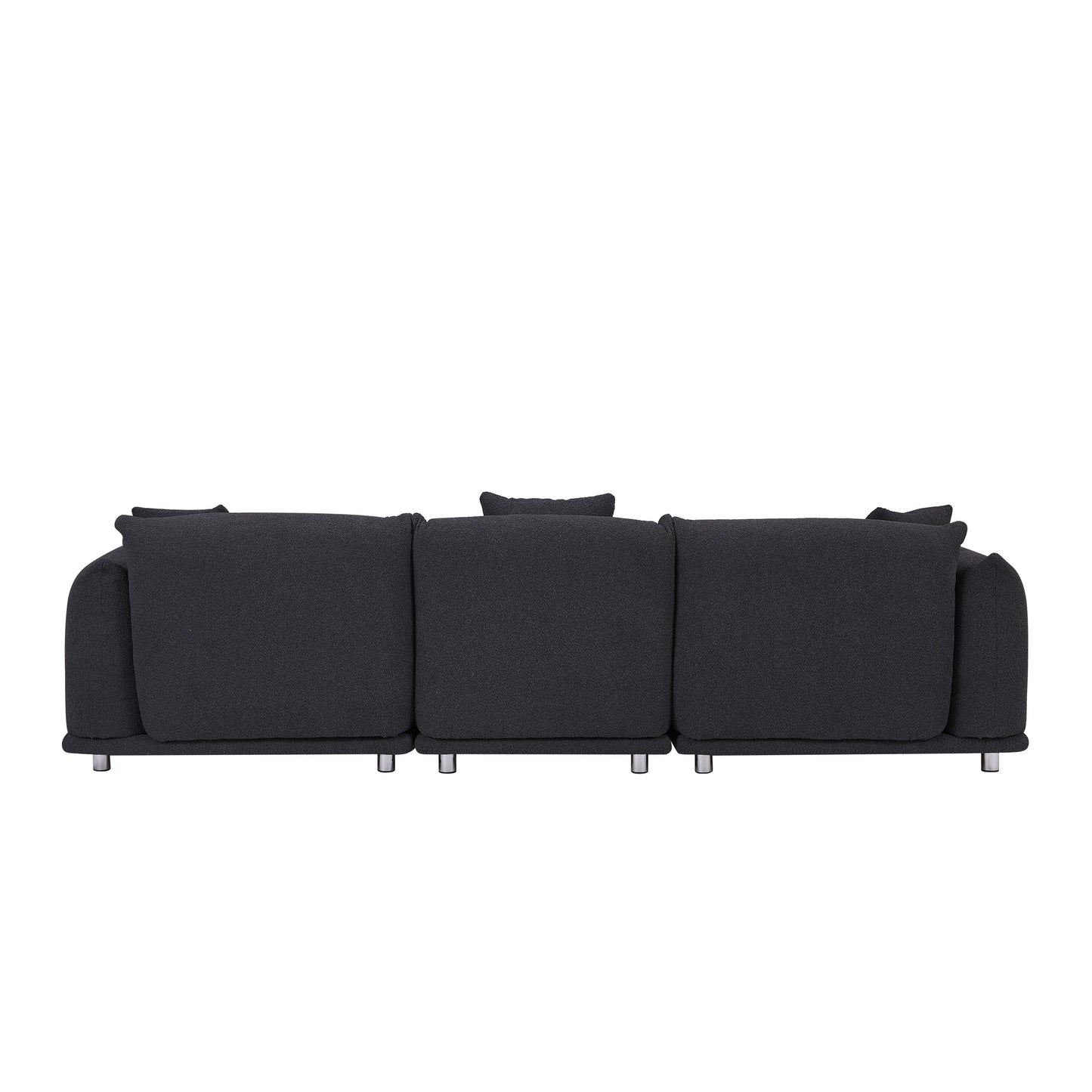 Divano nero oversize a 3 posti con gambe in metallo