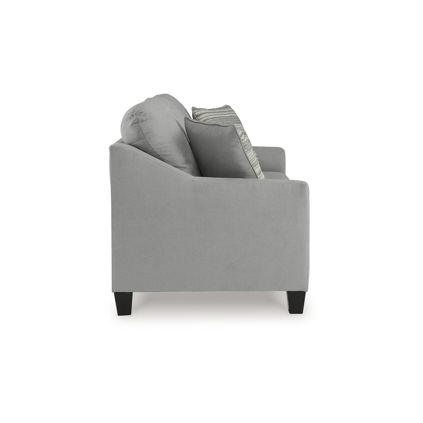 Divano Blaire, poliestere grigio, 2 cuscini decorativi, legno nero, 80 pollici