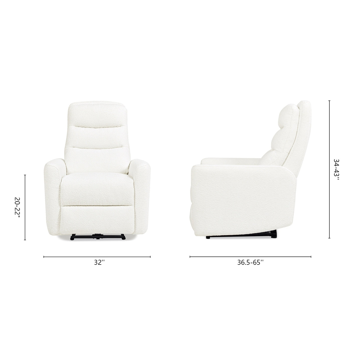 Poltrona reclinabile elettrica con schienale alto e rivestimento in tessuto Boucle Bloomy 35.5