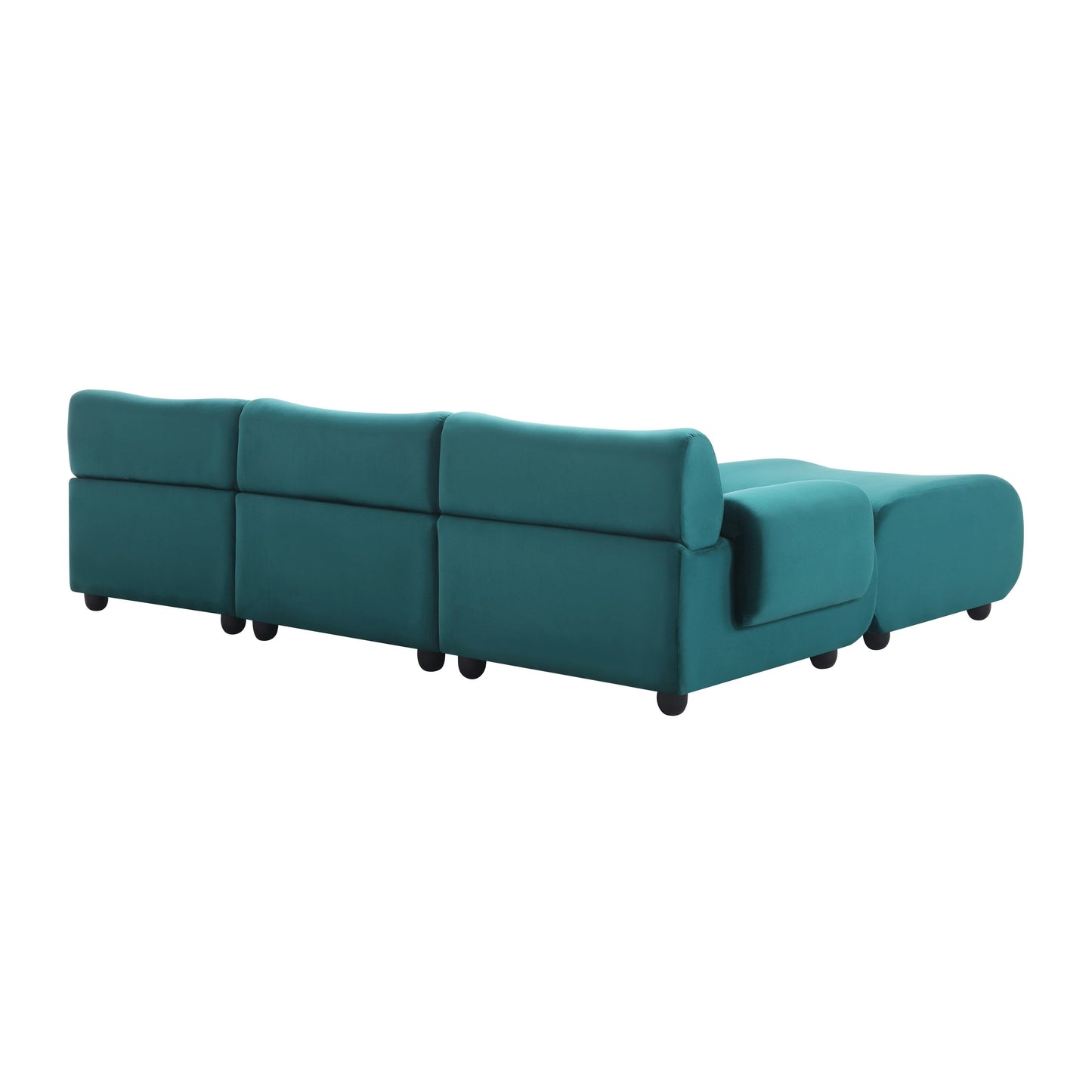 Divano componibile modulare a 3 posti Blue 105 con pouf mobile e seduta profonda