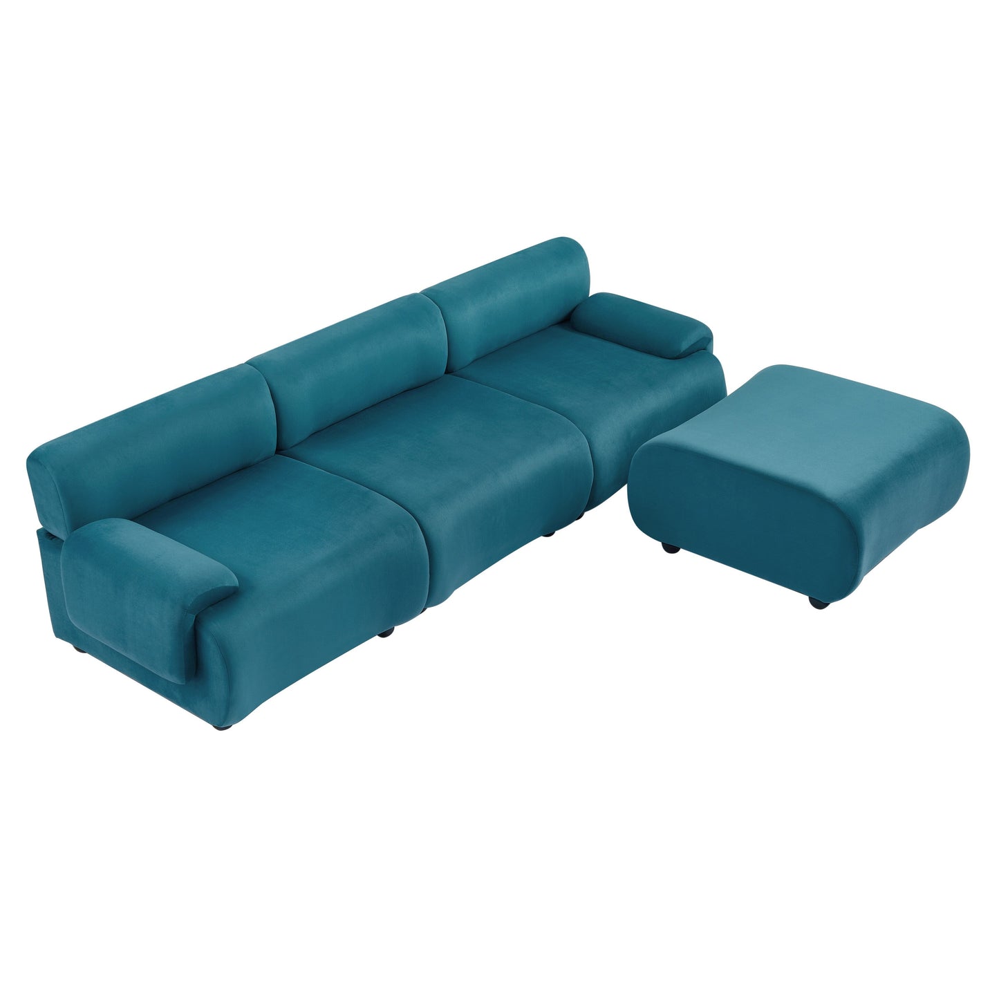 Divano componibile modulare a 3 posti Blue 105 con pouf mobile e seduta profonda