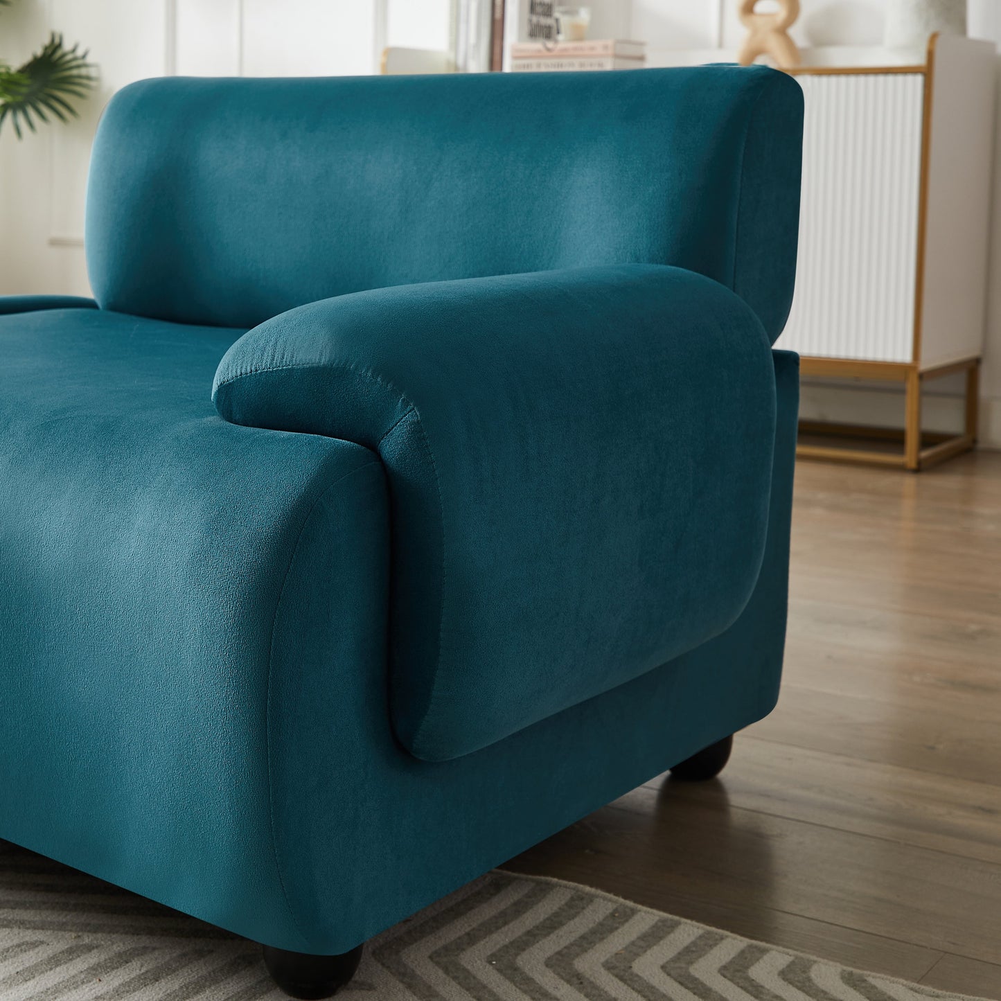 Divano componibile modulare a 3 posti Blue 105 con pouf mobile e seduta profonda