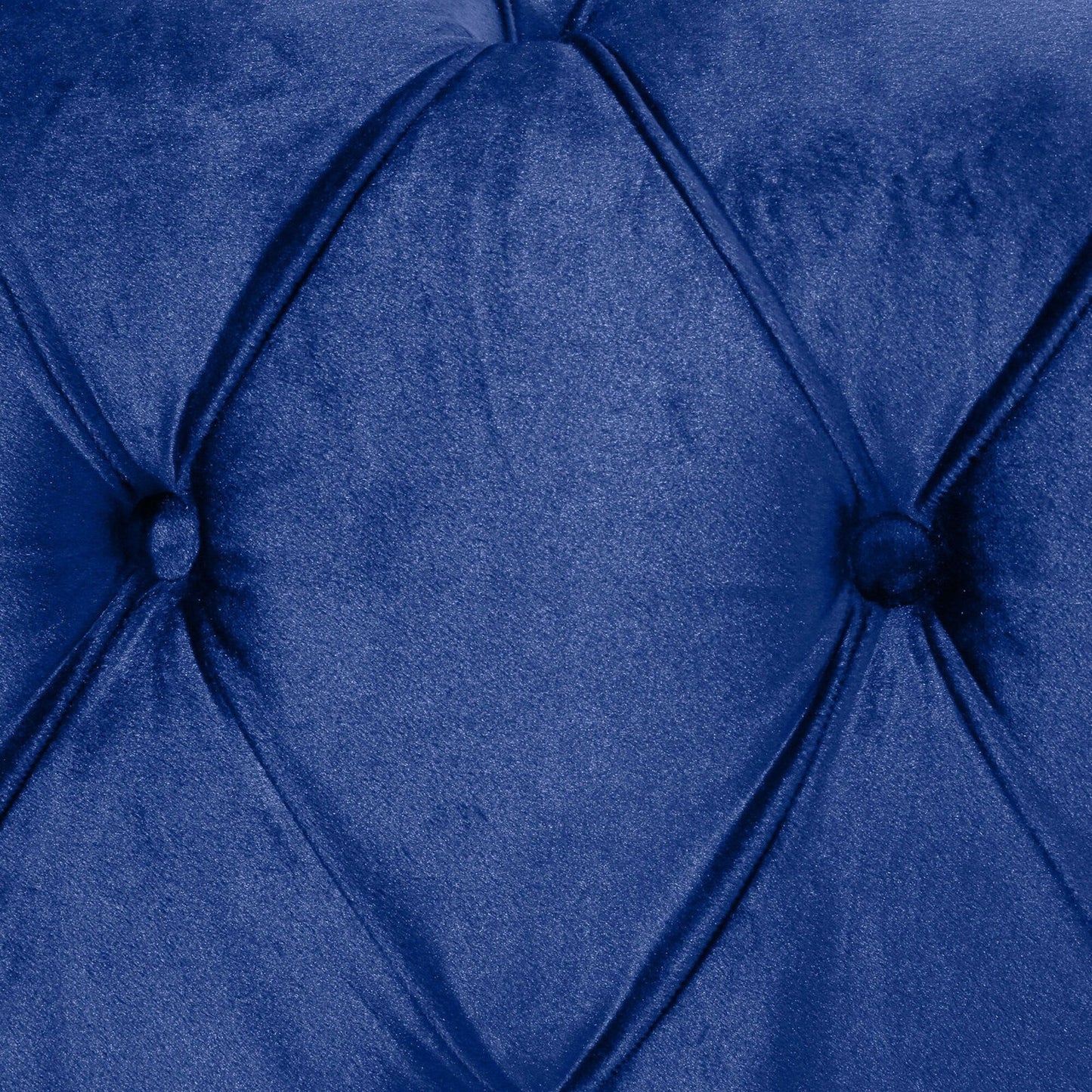 Divano a 3 posti in velluto blu da 83,5'' con schienale capitonné, gambe in legno massello vintage e braccioli larghi - Ideal & Study