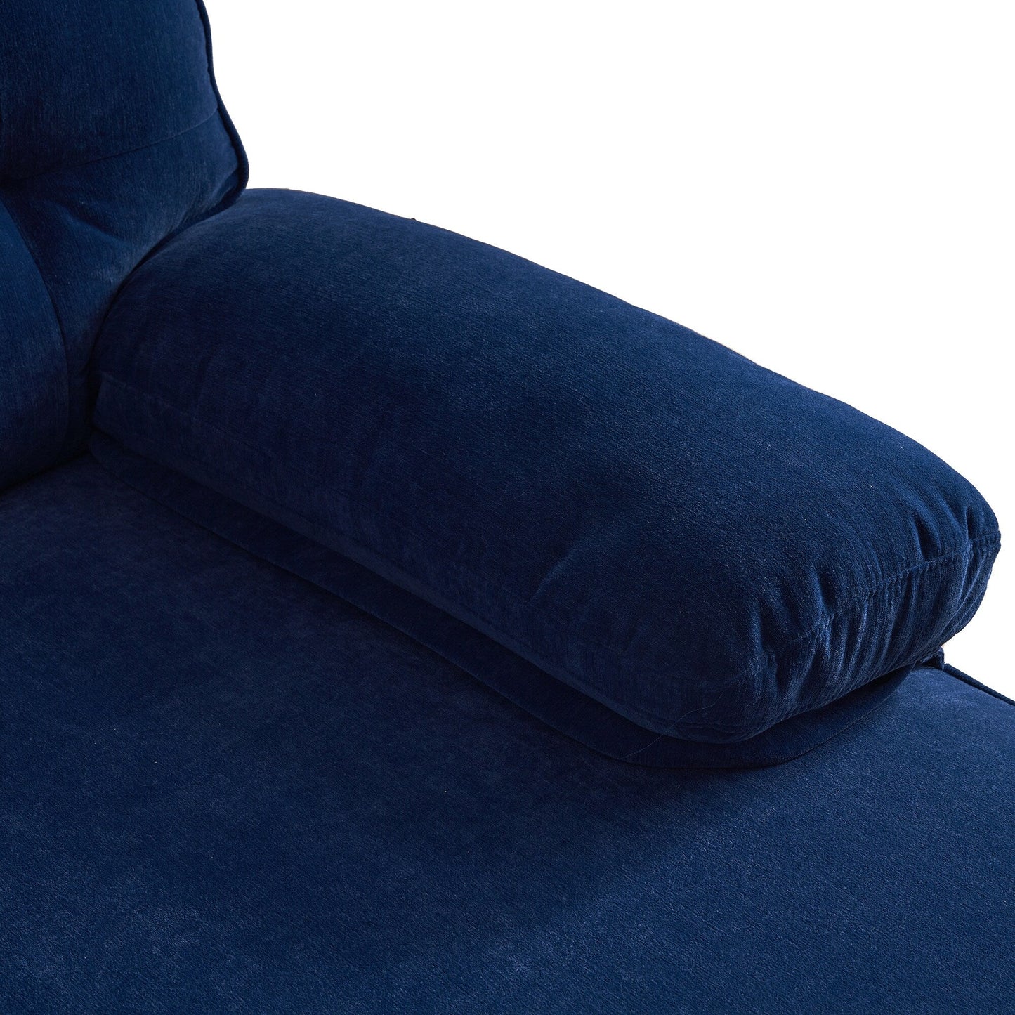 Divano componibile a 3 posti a L in velluto blu da 83'' con schienali mobili e gambe in metallo