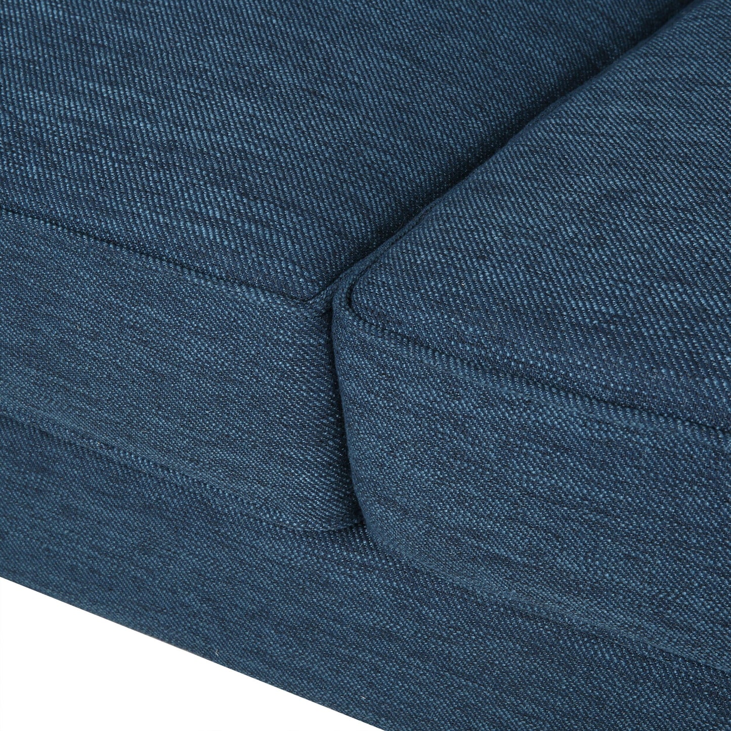 Divano a 3 posti in poliestere blu da 86'' con schienale trapuntato, gambe in legno massello, supporto a molle insacchettate per uno stile di vita moderno