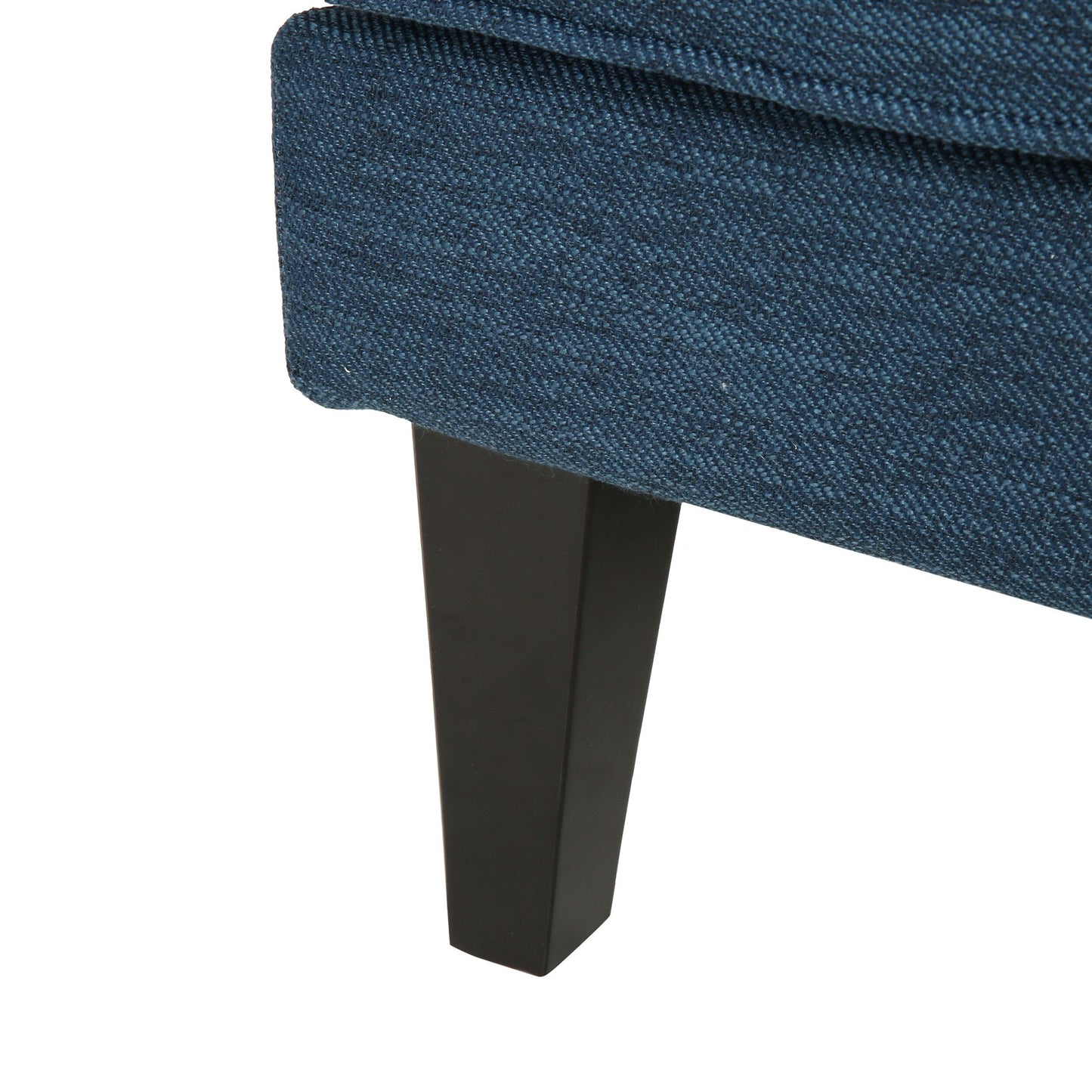 Divano a 3 posti in poliestere blu da 86'' con schienale trapuntato, gambe in legno massello e supporto a molle insacchettate - Modern Comfort