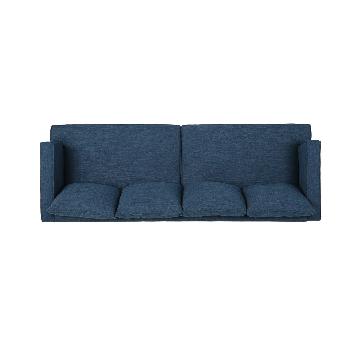 Divano a 3 posti in poliestere blu da 86'' con schienale trapuntato, gambe in legno massello e supporto a molle insacchettate - Modern Comfort