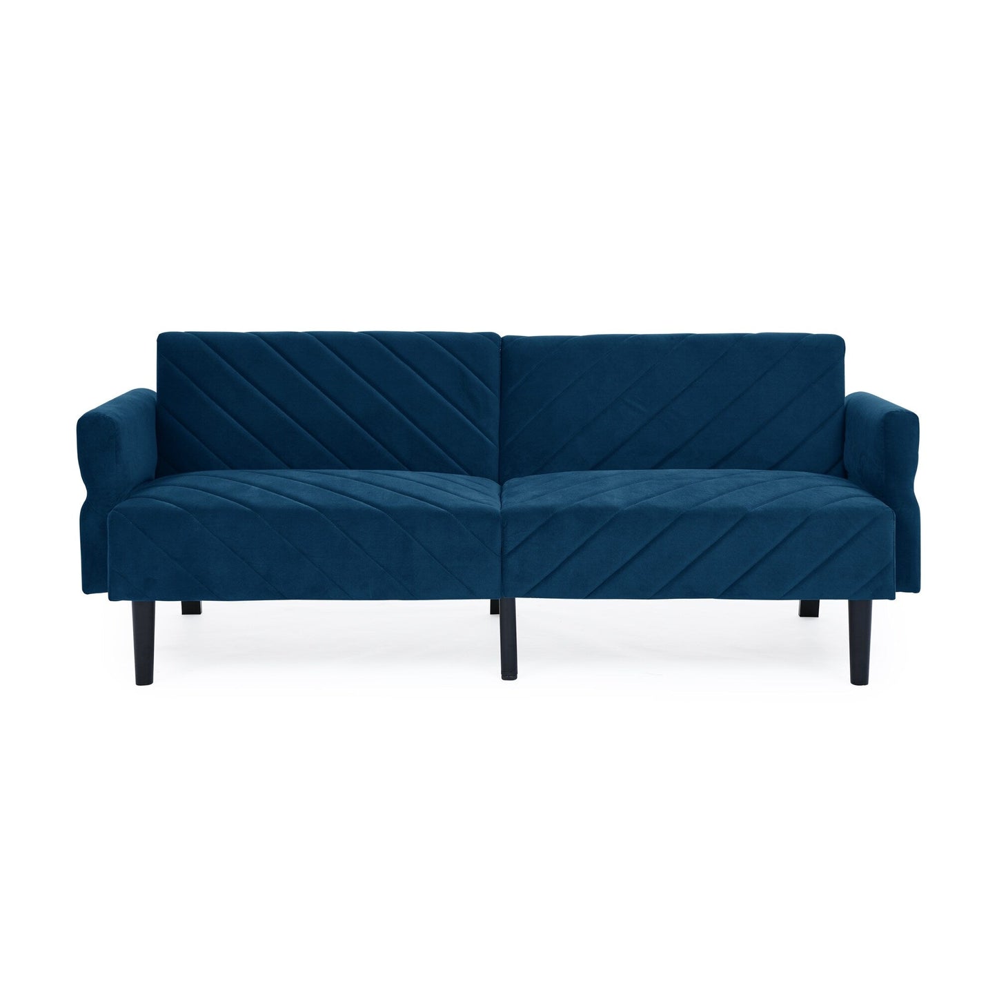 Divano letto futon convertibile in velluto blu 87 con braccioli regolabili per soggiorno