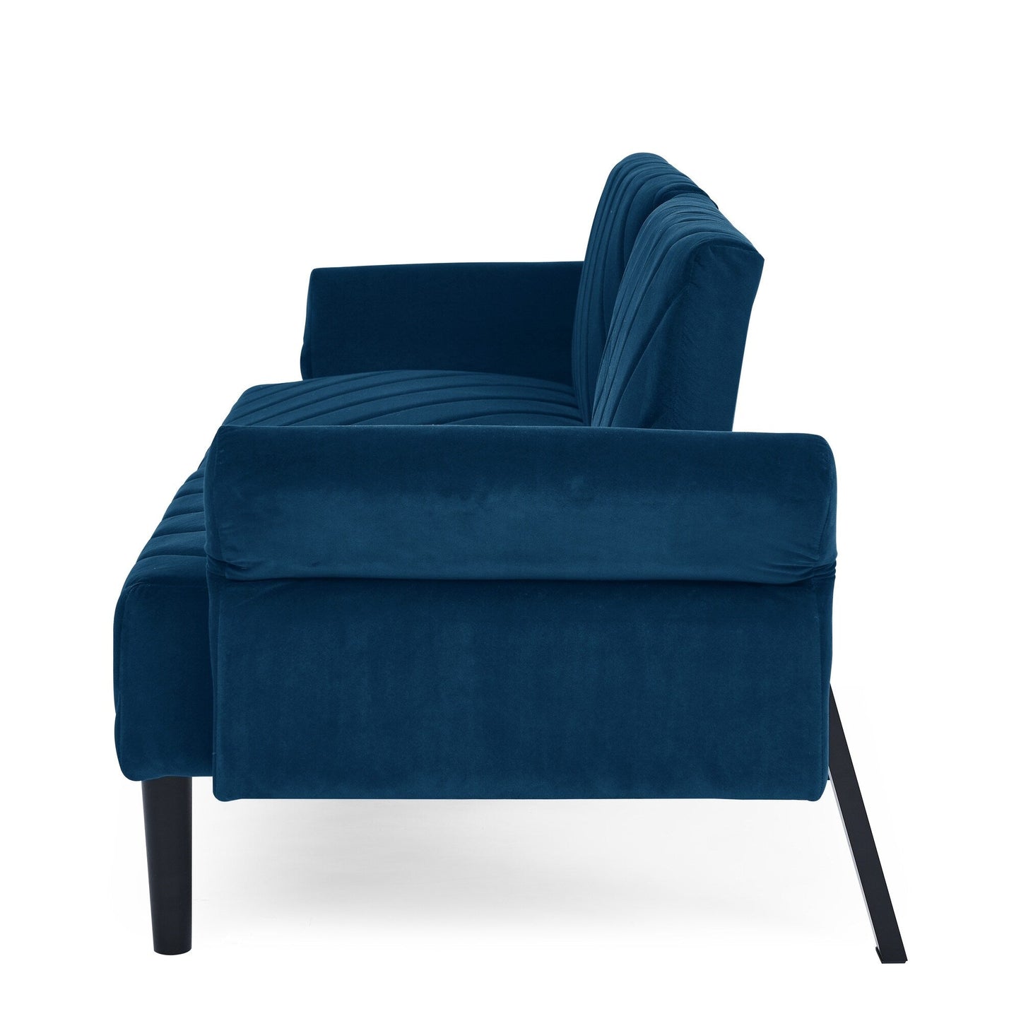 Divano letto futon convertibile in velluto blu 87 con braccioli regolabili per soggiorno