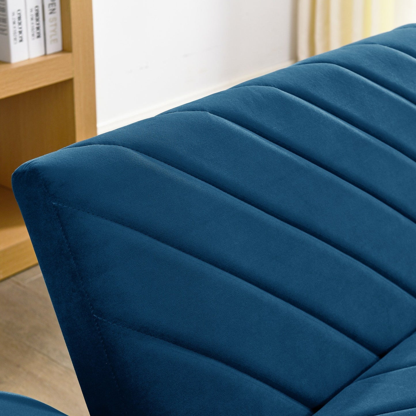 Divano letto futon convertibile in velluto blu 87 con braccioli regolabili per soggiorno