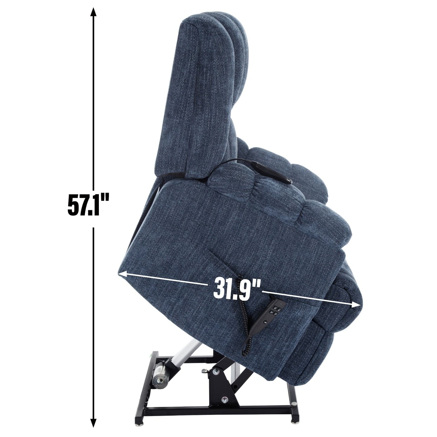 Poltrona reclinabile blu con doppio motore, riscaldamento, massaggio, reclinazione infinita e supporto per carichi pesanti fino a 350 libbre