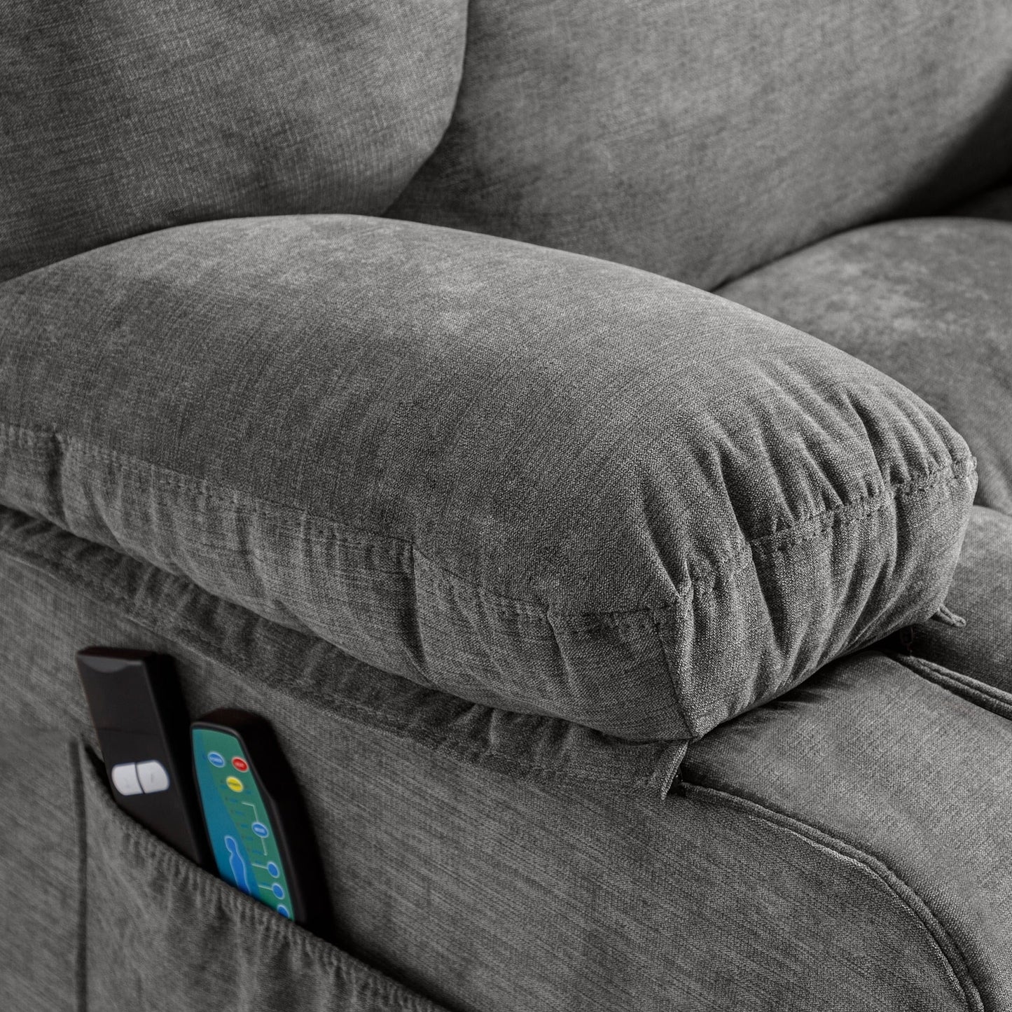 Poltrona reclinabile elettrica blu con riscaldamento, massaggio, infinite posizioni di reclinazione, porte USB e tasche laterali
