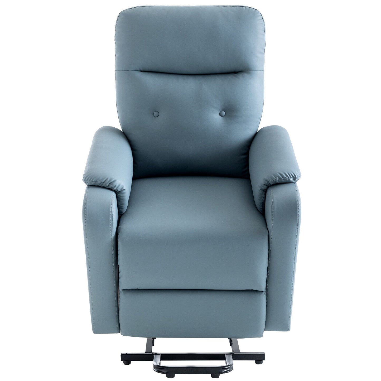 Poltrona reclinabile elettrica blu con massaggio, calore e tasche laterali, ideale per anziani e adulti