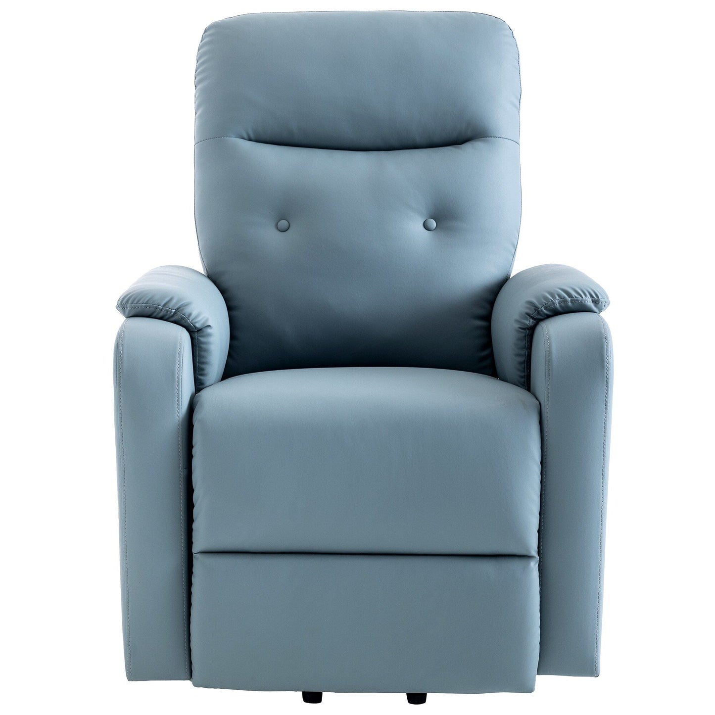 Poltrona reclinabile elettrica blu con massaggio, calore e tasche laterali, ideale per anziani e adulti