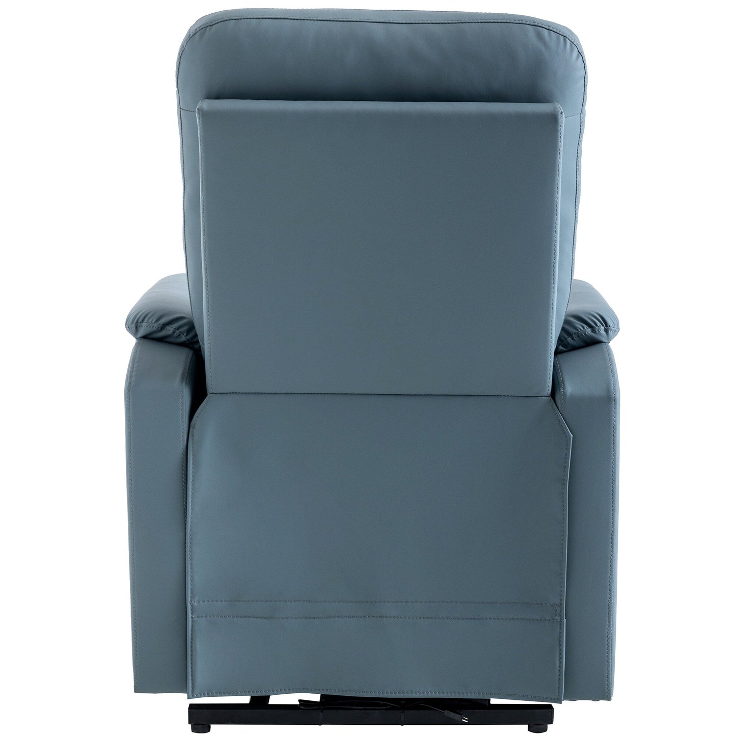 Poltrona reclinabile elettrica blu con massaggio, calore e tasche laterali, ideale per anziani e adulti